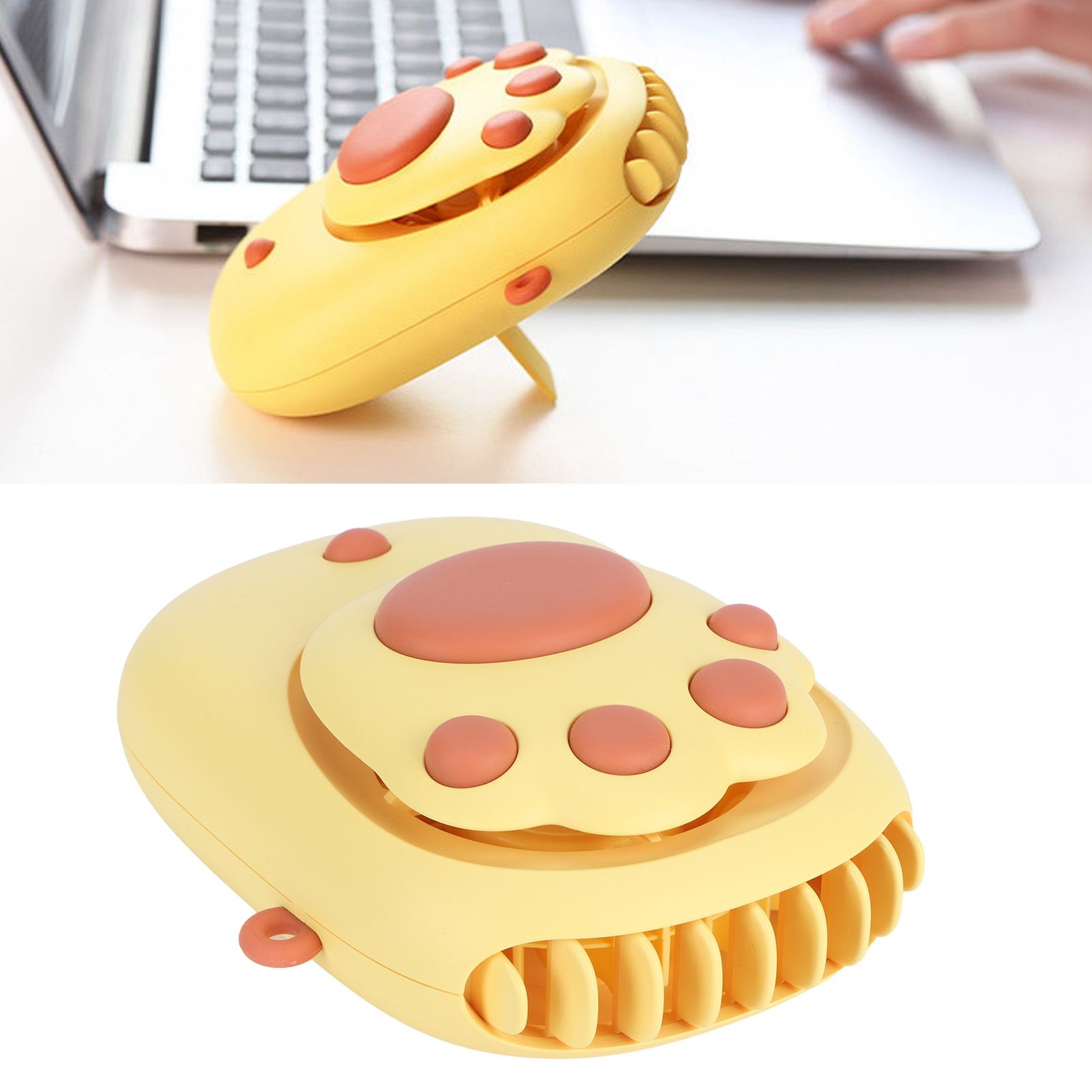 Yellow 3‑Gears Speed Wind Adjustable Electric Fan Cute USB Charging Fan for view 12