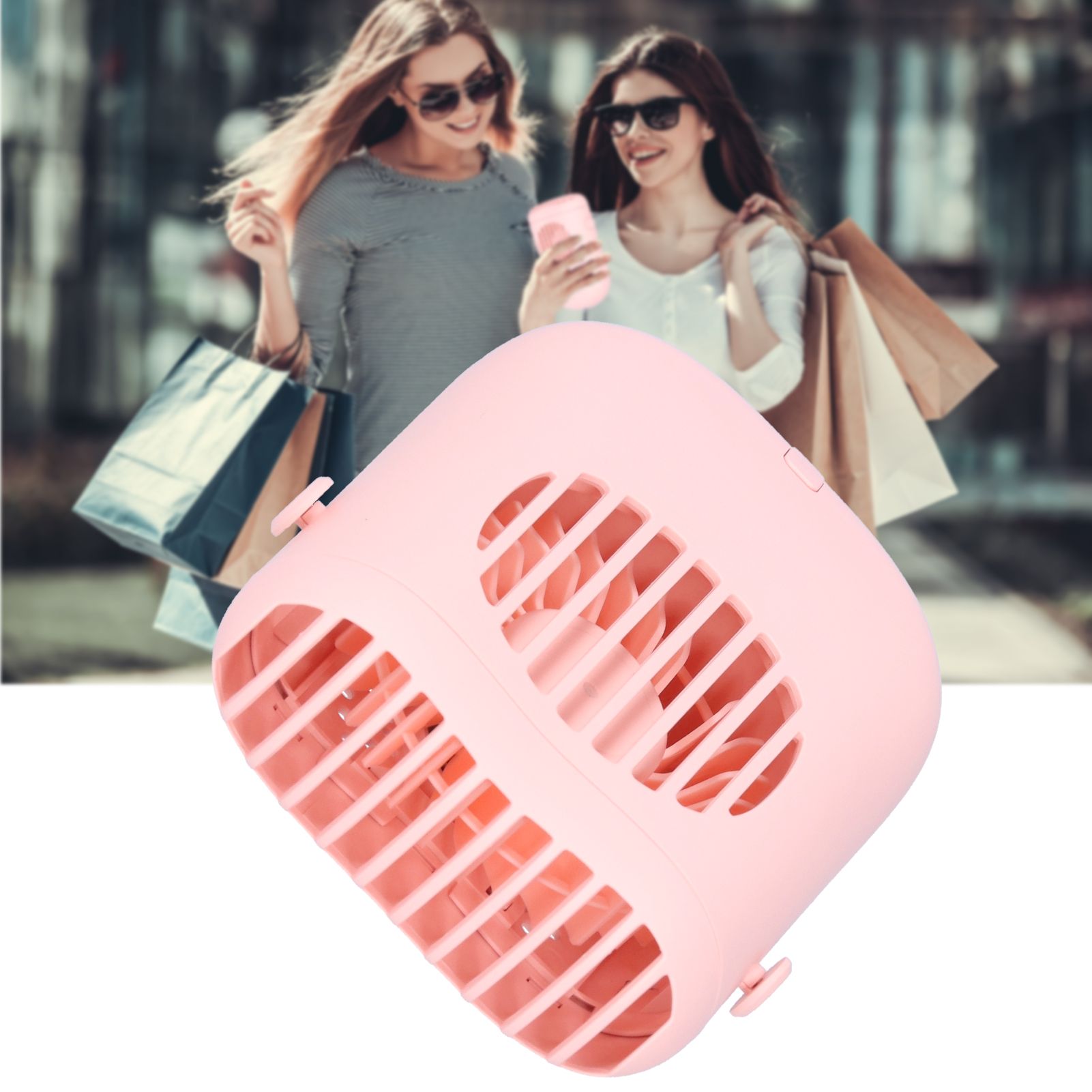 Hand-Held Mini Fan USB Charging Waist Hanging Fan for Home Office Traveling Pink view 11