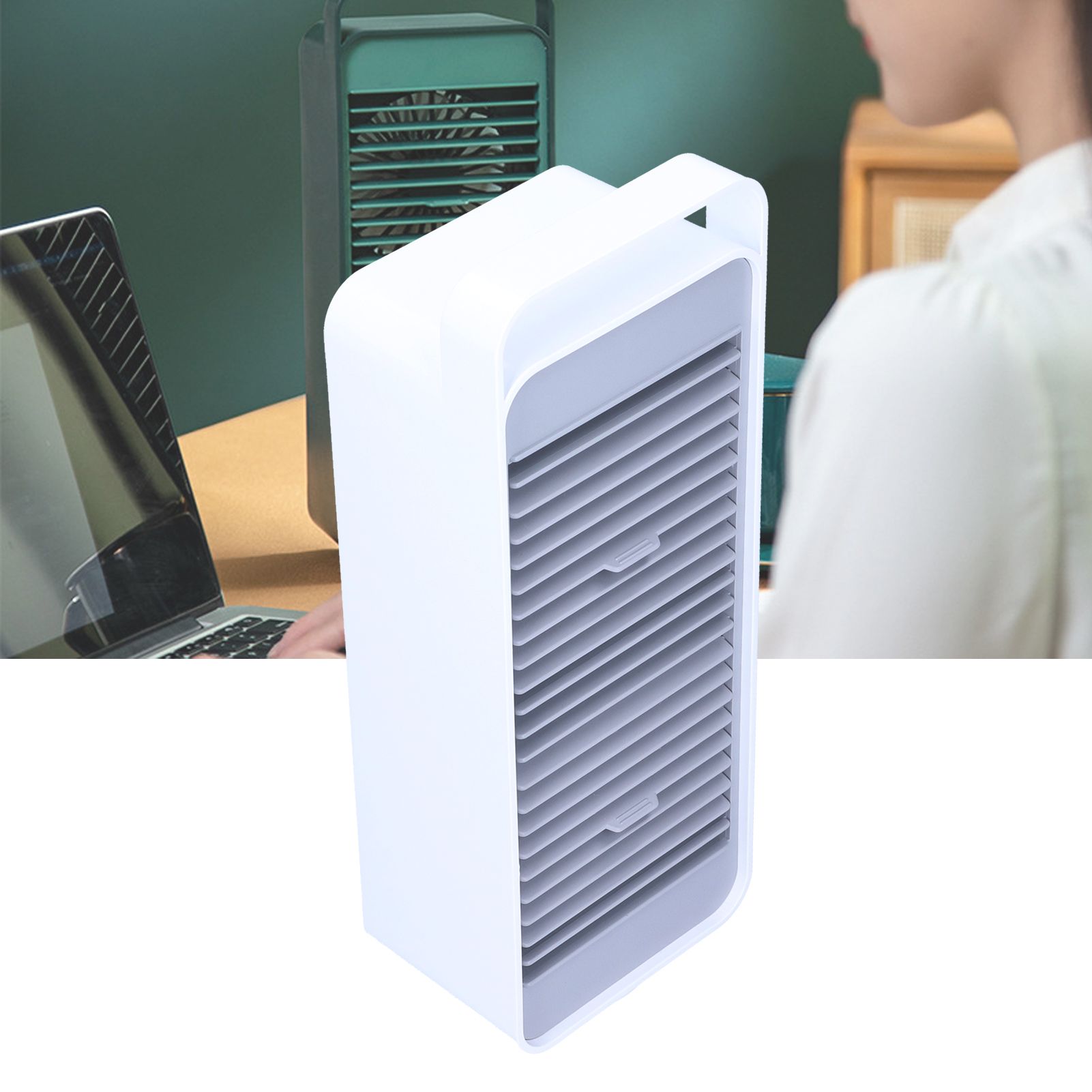 Double Fan Blade Rotating Fan USB Charging Desktop Electric Fan for Office view 12