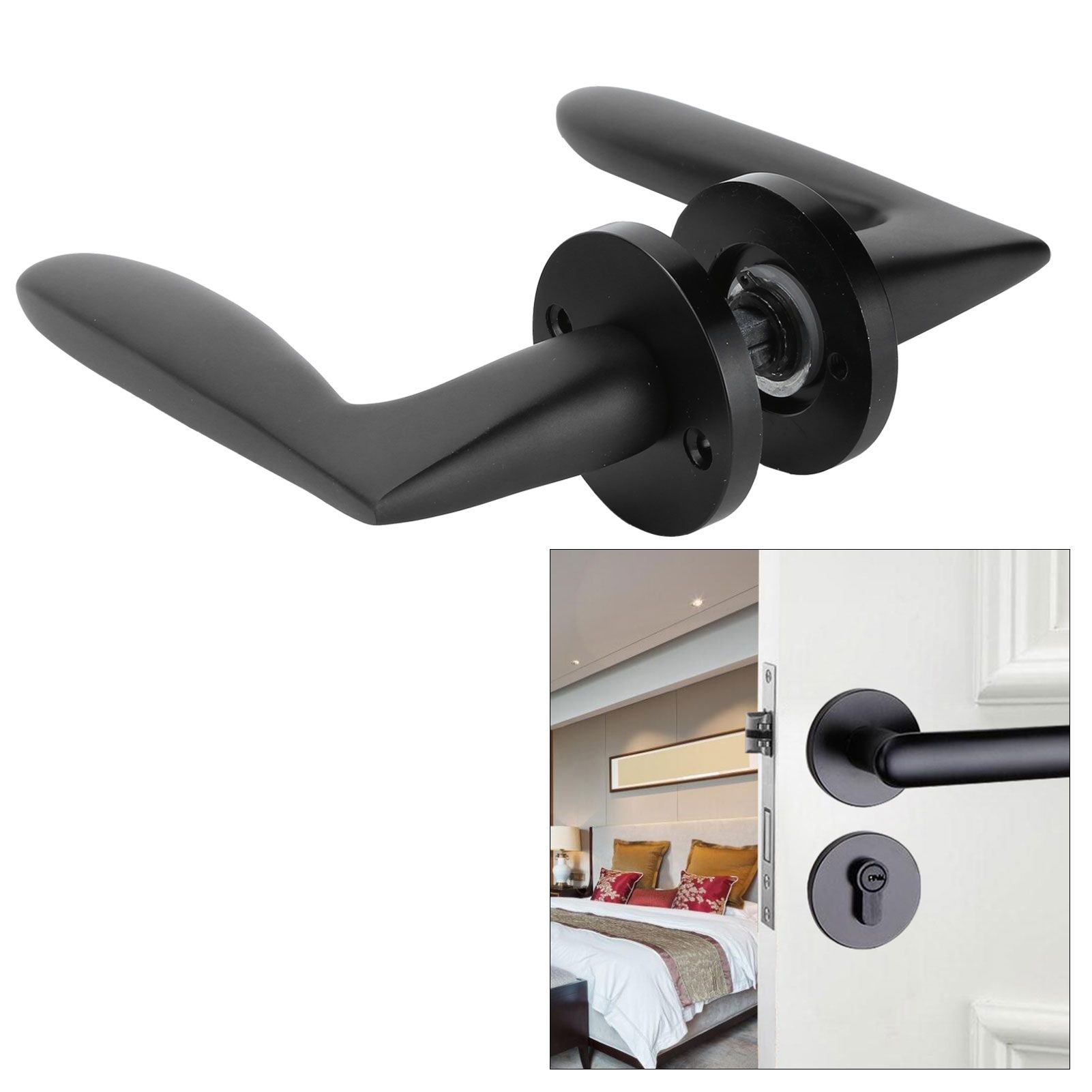 Entry Door Handle Lock Locking Lever Handle Set Reversible for Right Left view 9