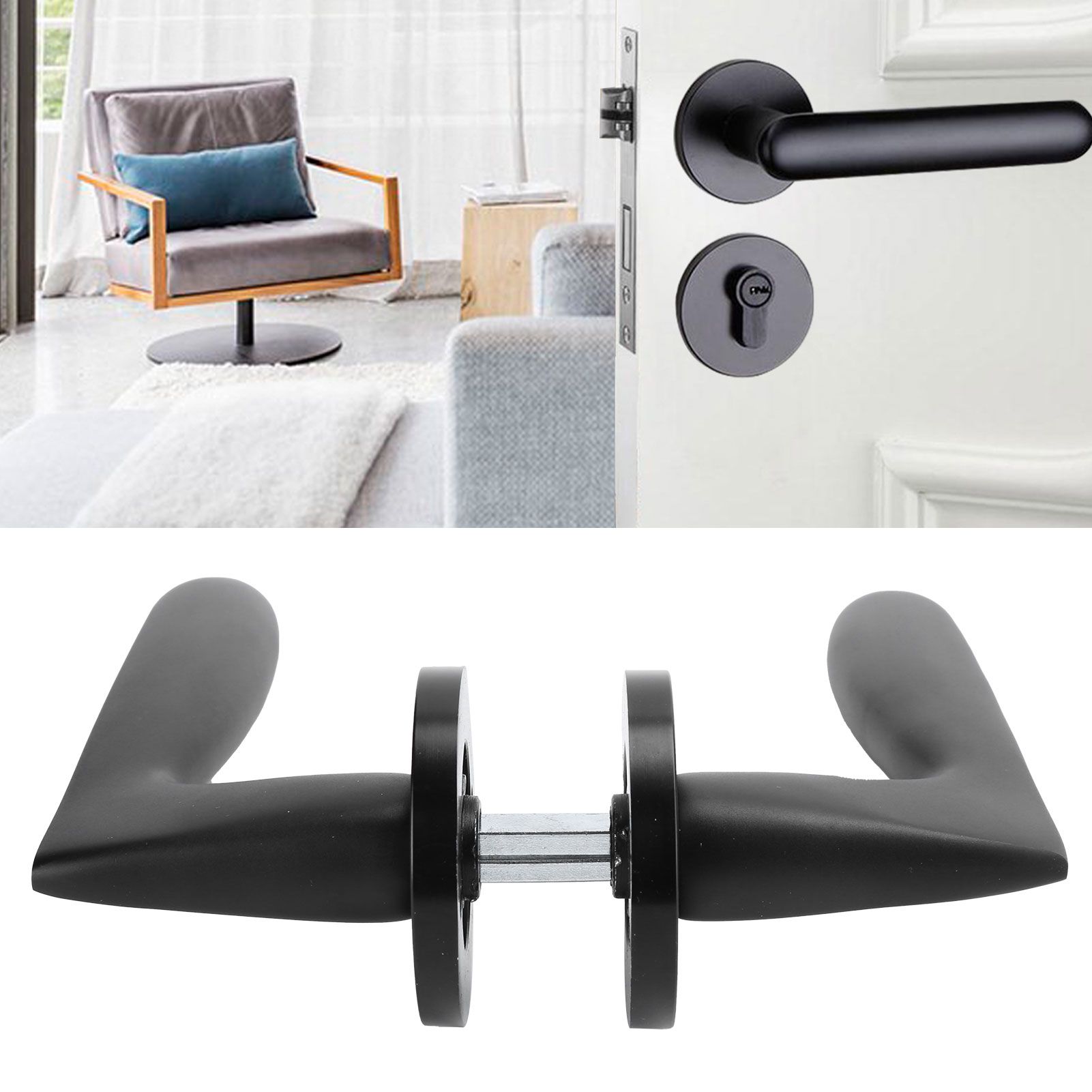 Entry Door Handle Lock Locking Lever Handle Set Reversible for Right Left view 10