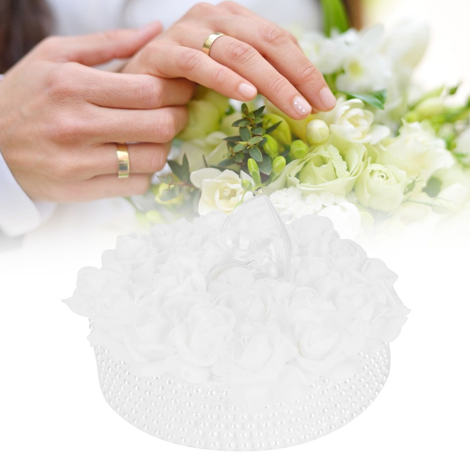 Ring Pillow Box Wedding with Ribbon Bowknot CakeShaped Pearl Rose Ceremony view 9