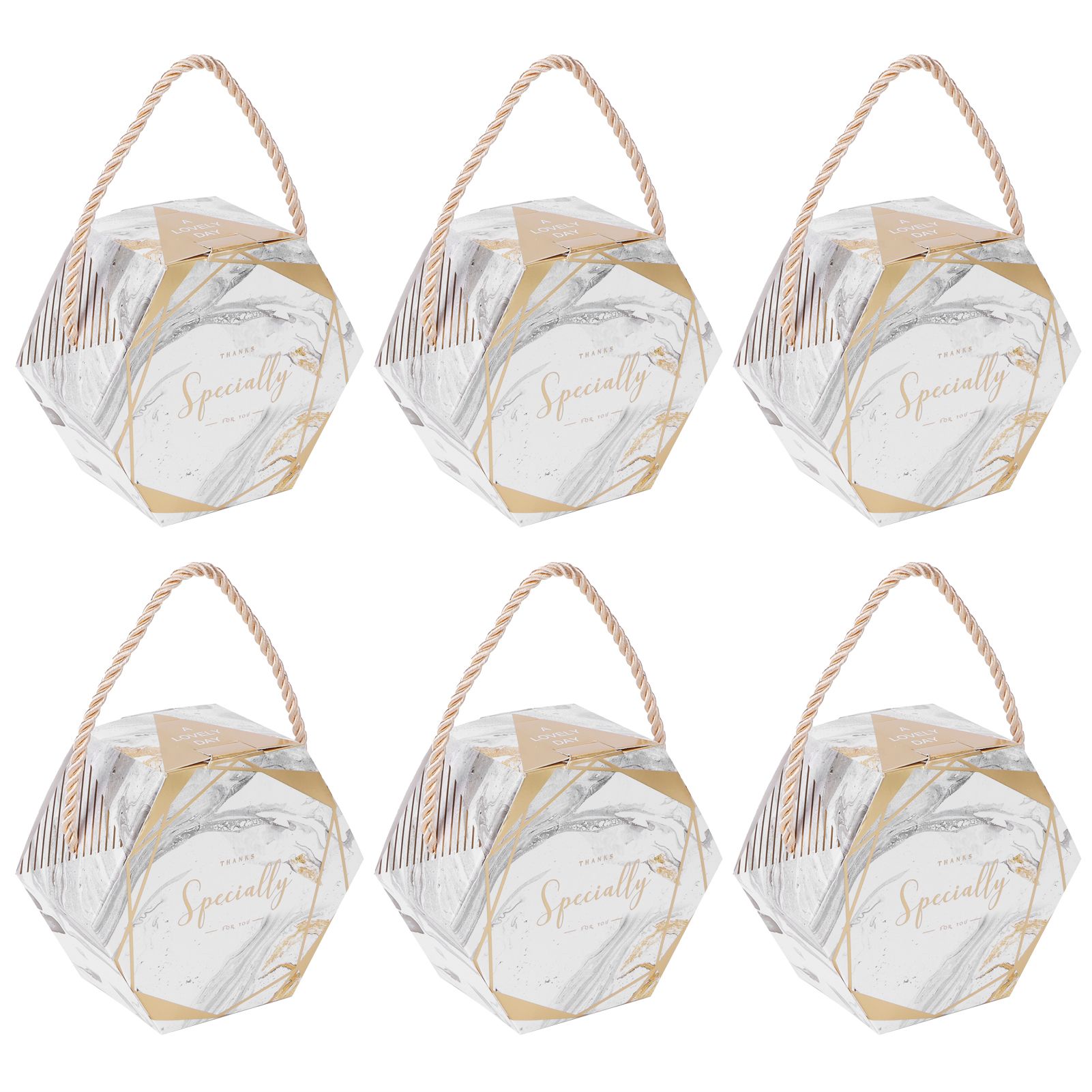 10 Set Candy Boxes Bags Hexagonal Chocolate Gift Boxes with Ropes for Wedding view 4