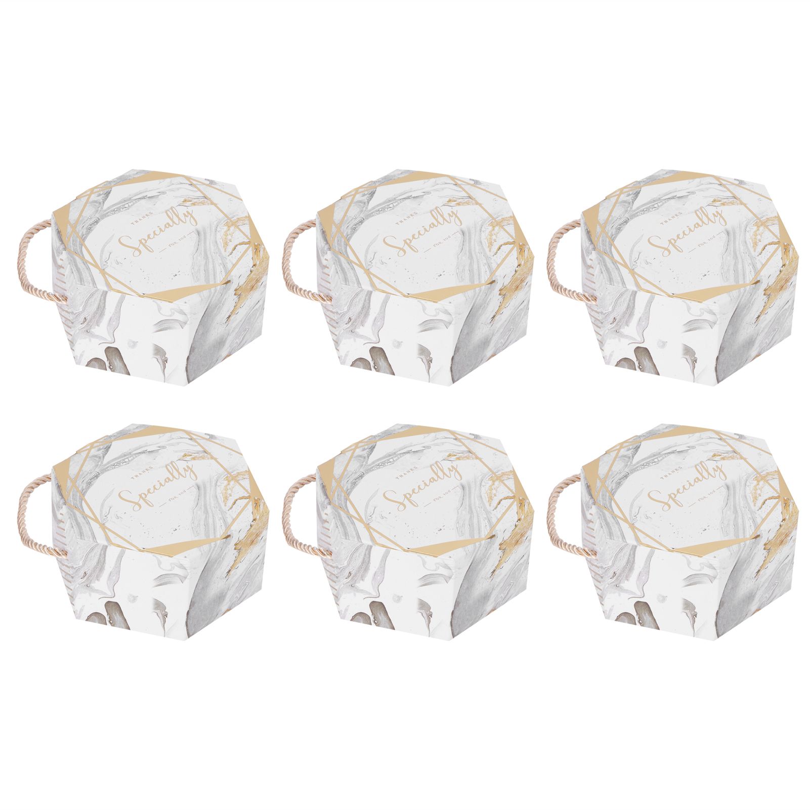 10 Set Candy Boxes Bags Hexagonal Chocolate Gift Boxes with Ropes for Wedding view 8