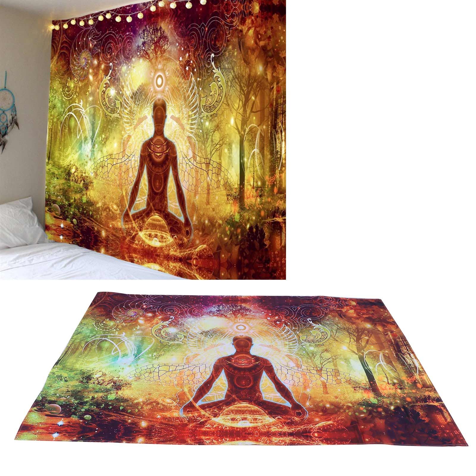 Forest Yoga Background Pattern Tapestry Wall Hanging Wall Blanket for Home view 11
