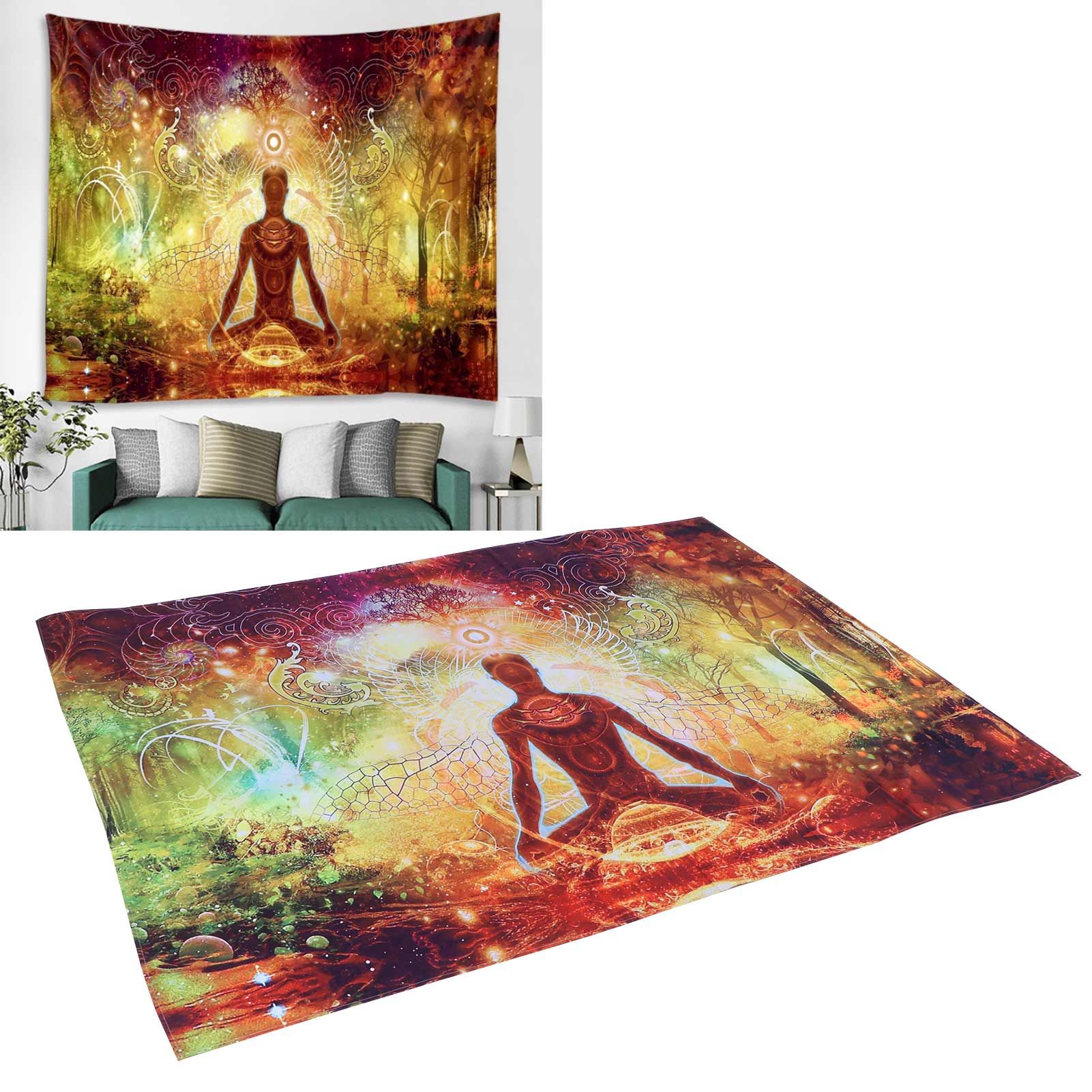 Forest Yoga Background Pattern Tapestry Wall Hanging Wall Blanket for Home view 12
