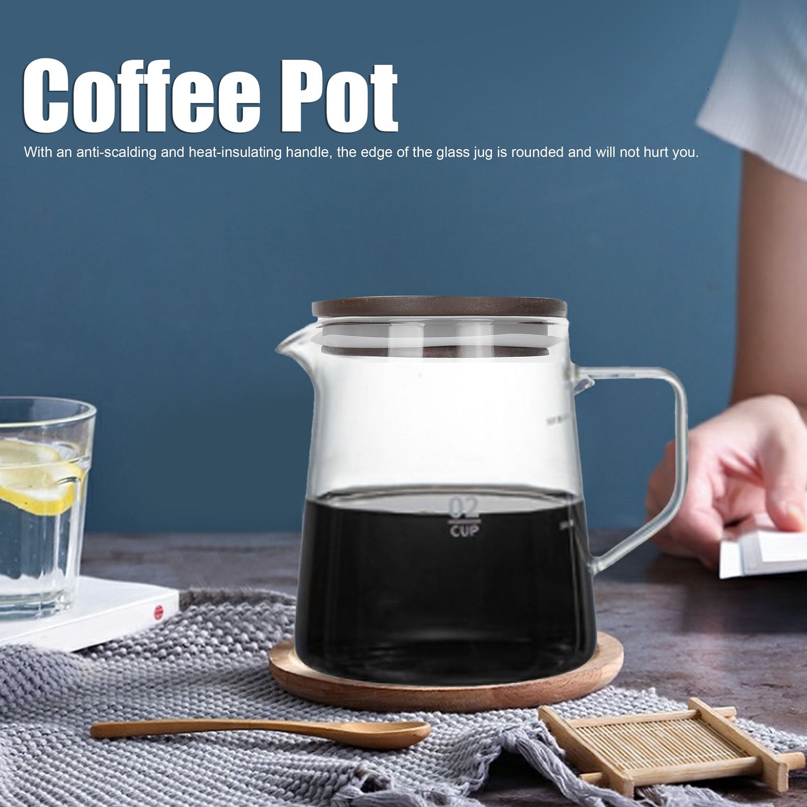 Coffee Pot with Lid HeatResistant Glass Heat Insulation Handle Kettle for Tea view 12