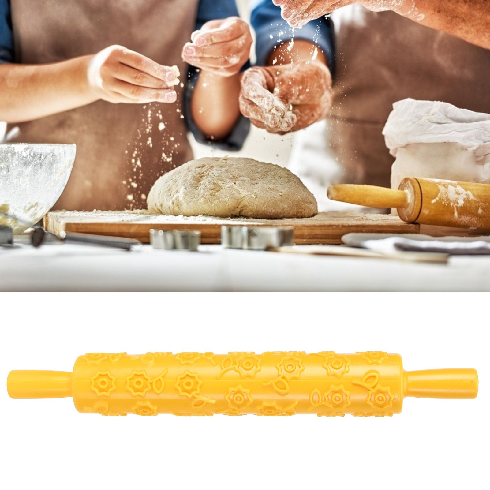 Fondant Cake Embossing Rolling Pin Baking Dough Roller Cookies Biscuits view 9