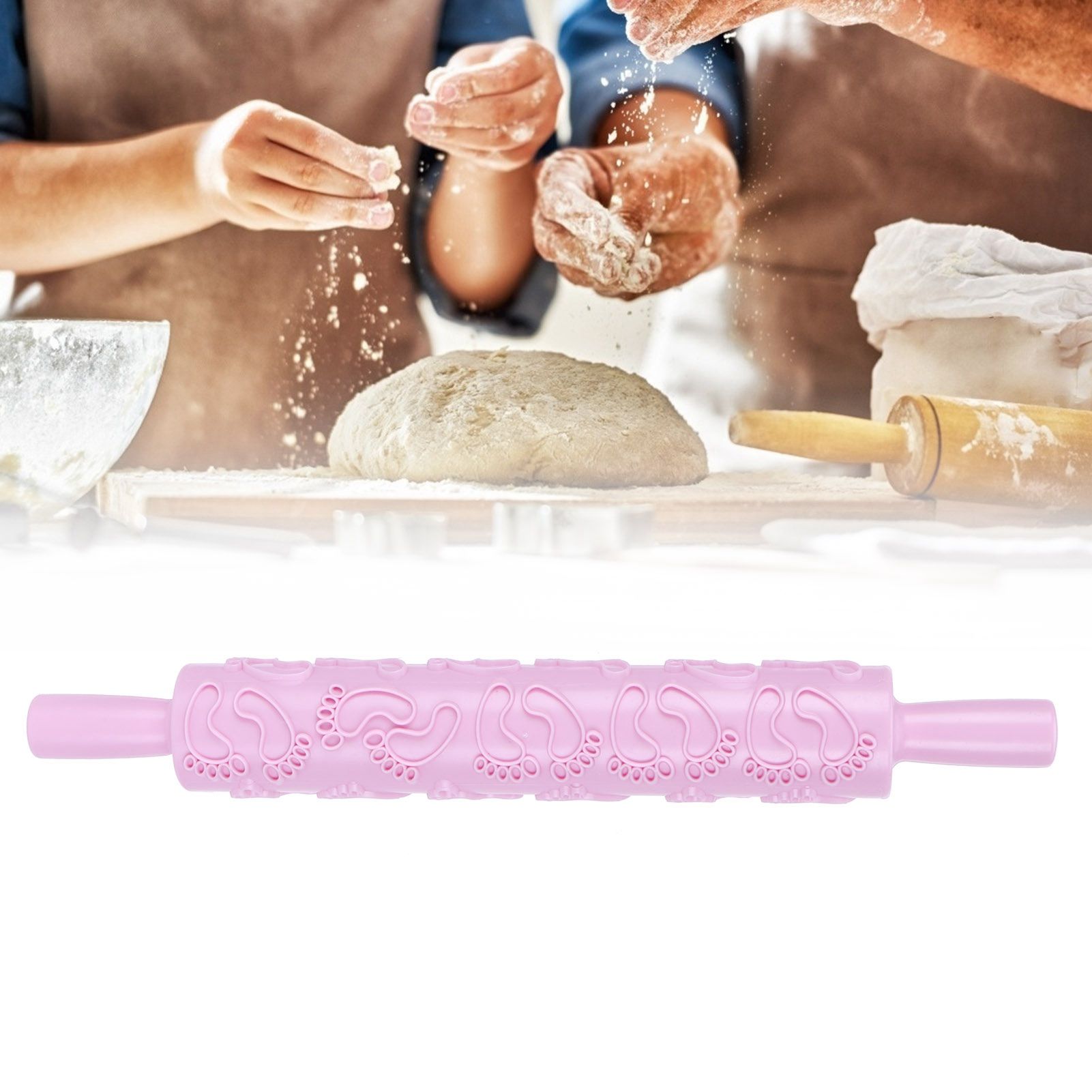 Fondant Rolling Pin Tool Plastic Embossing Roller Baking Pastry Cake view 11