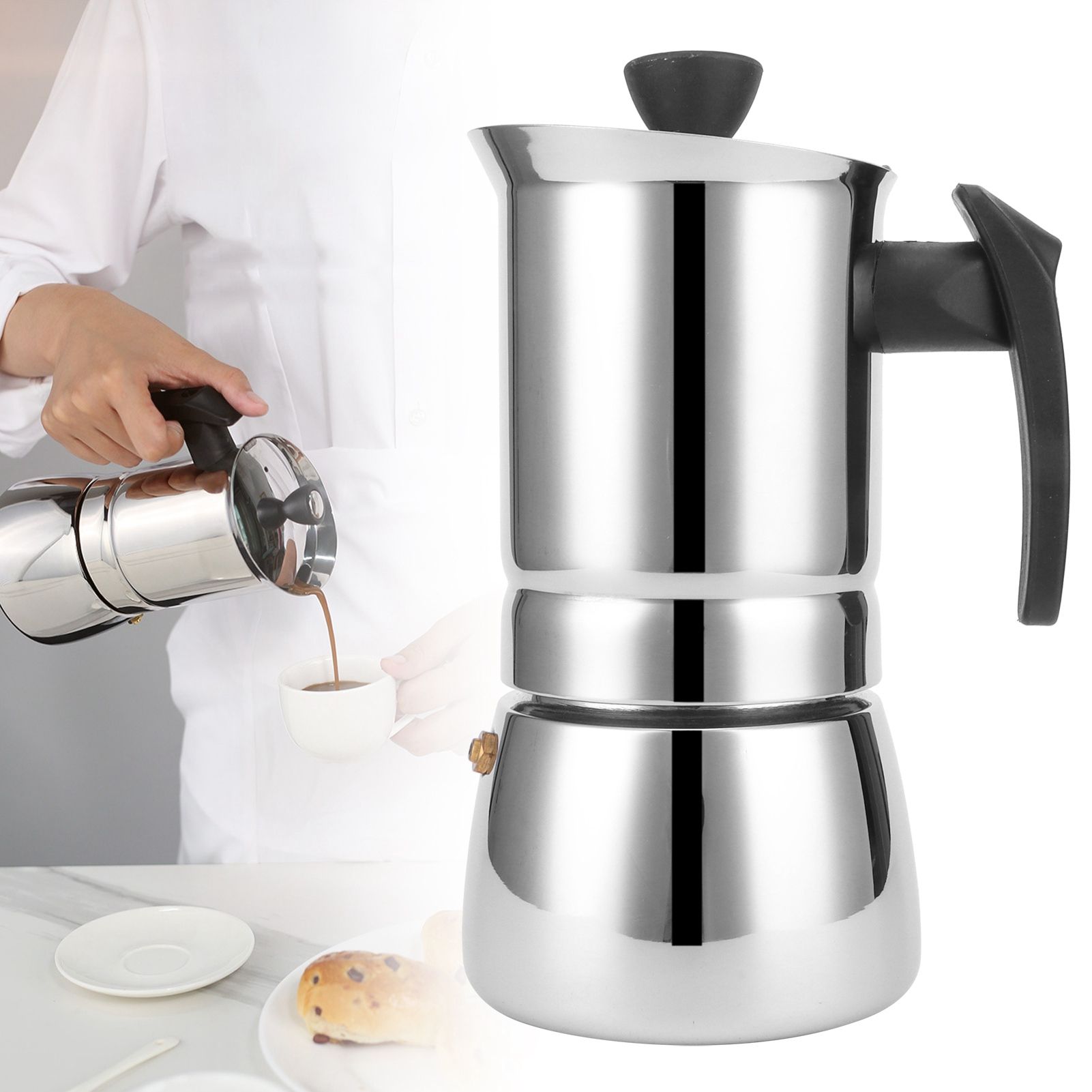 Stainless Steel Moka Pot Portable Coffee Maker Brewing Coffee Machine for Home view 11