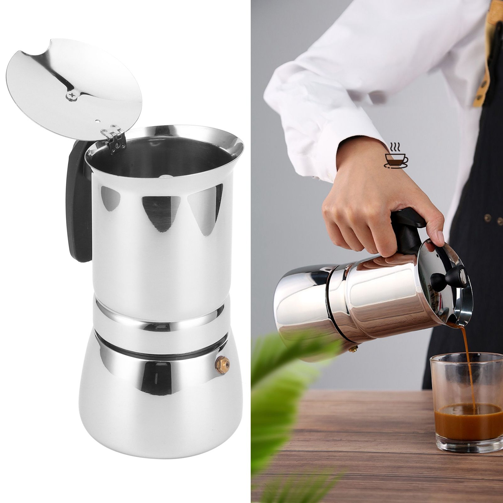 Stainless Steel Moka Pot Portable Coffee Maker Brewing Coffee Machine for Home view 12