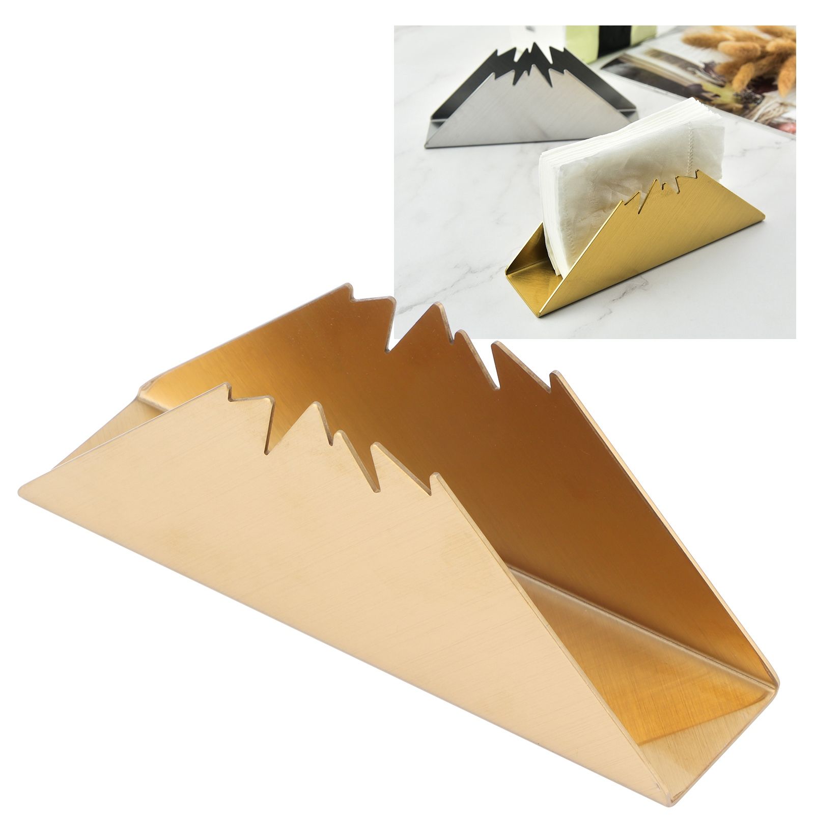 Triangular Napkin Holder Stainless Steel Stand Vertical Tissue Rack for Home view 12