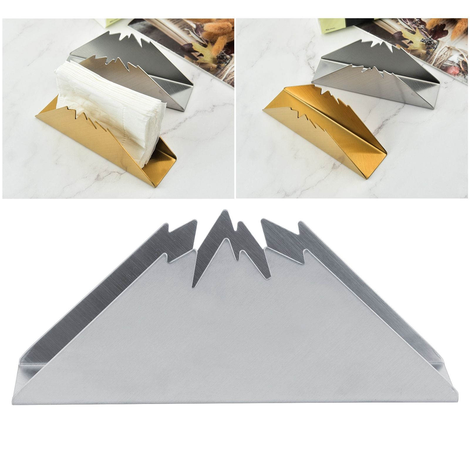 Triangular Napkin Holder Stainless Steel Stand Vertical Tissue Rack for Home view 11