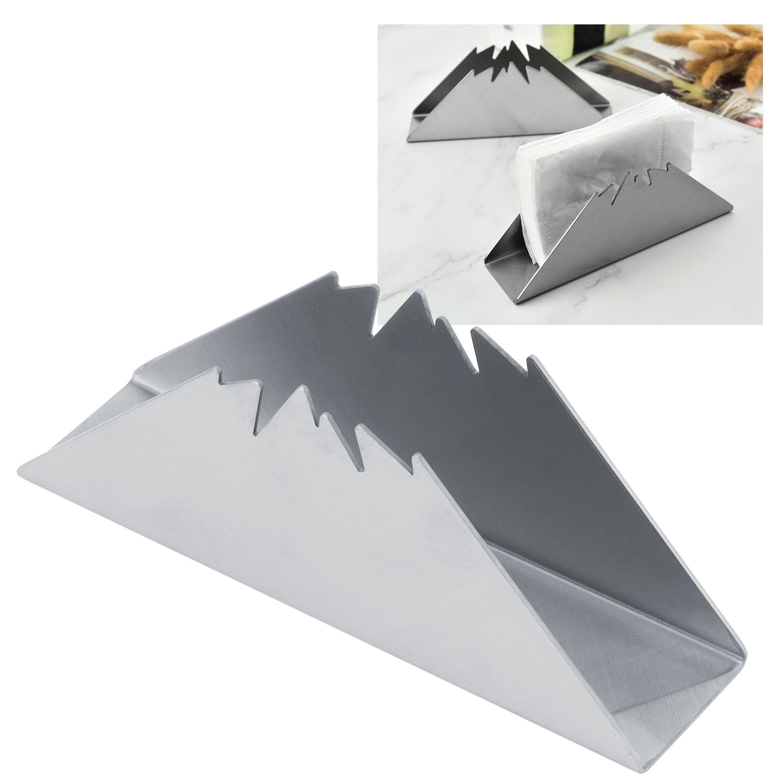 Triangular Napkin Holder Stainless Steel Stand Vertical Tissue Rack for Home view 12