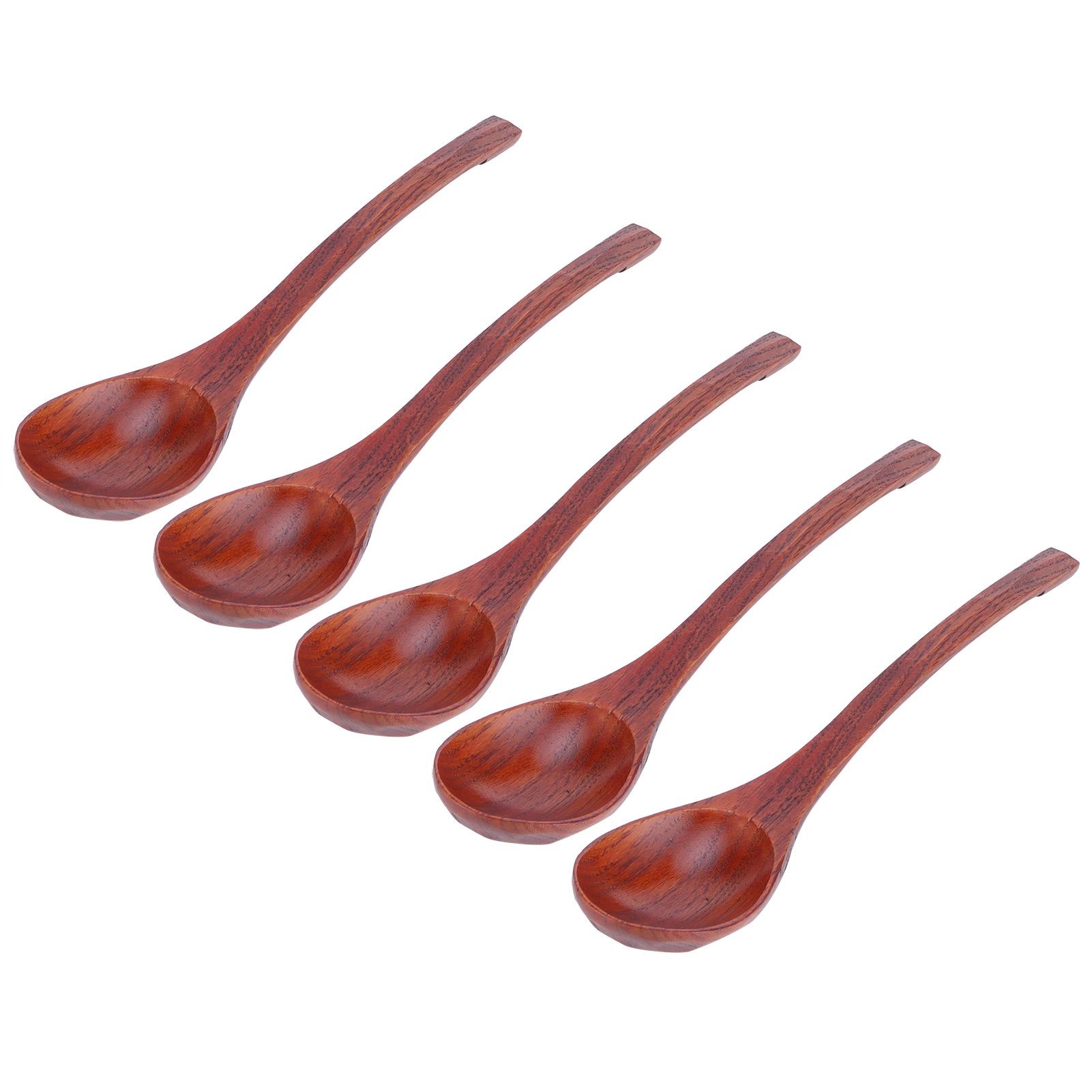 5PCS Japanese Style Wood Spoon Long Handle Soup Spoons Household Tableware view 3