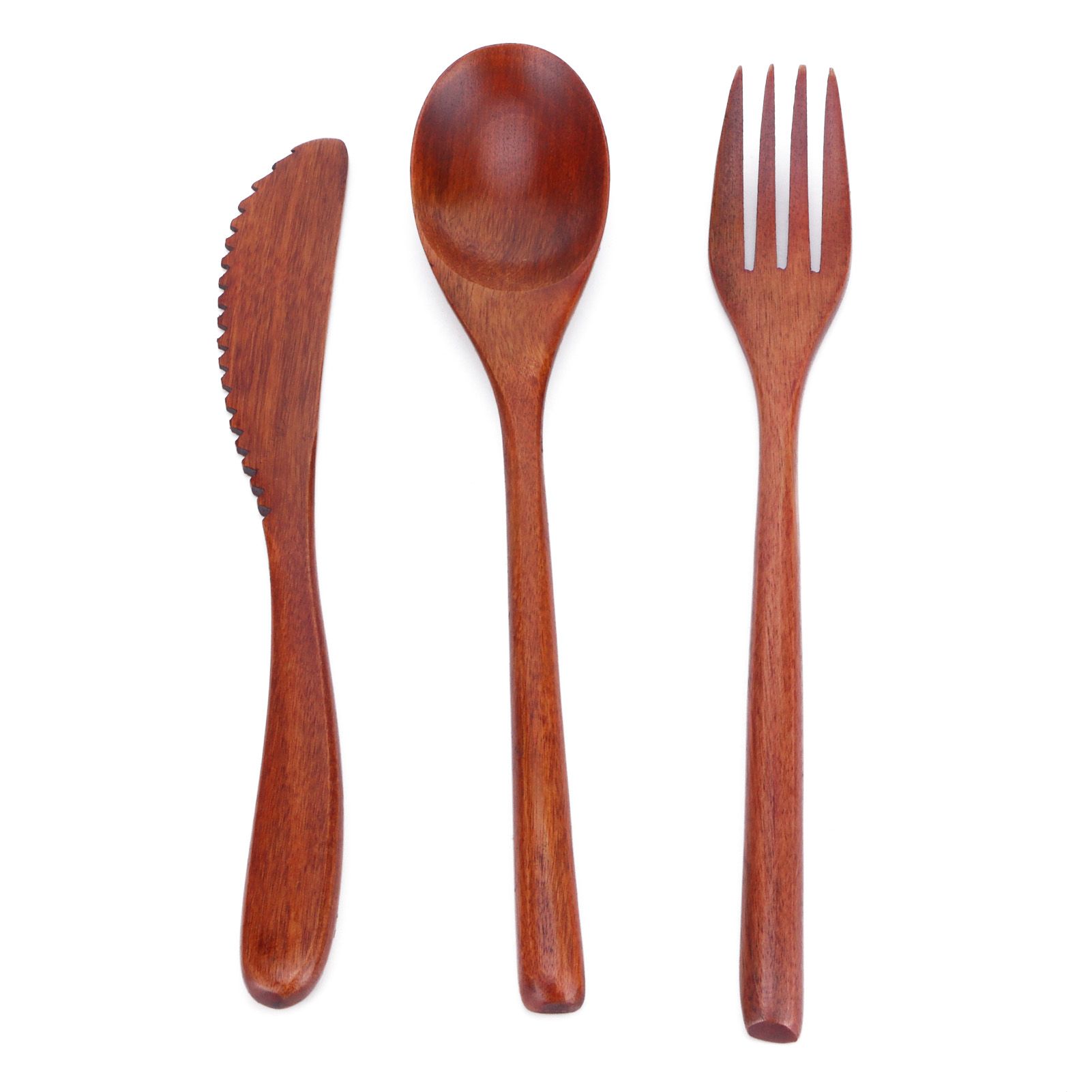 Portable Wooden Cutlery Set Spoon Fork Knife Wood Flatware Dinnerware view 6