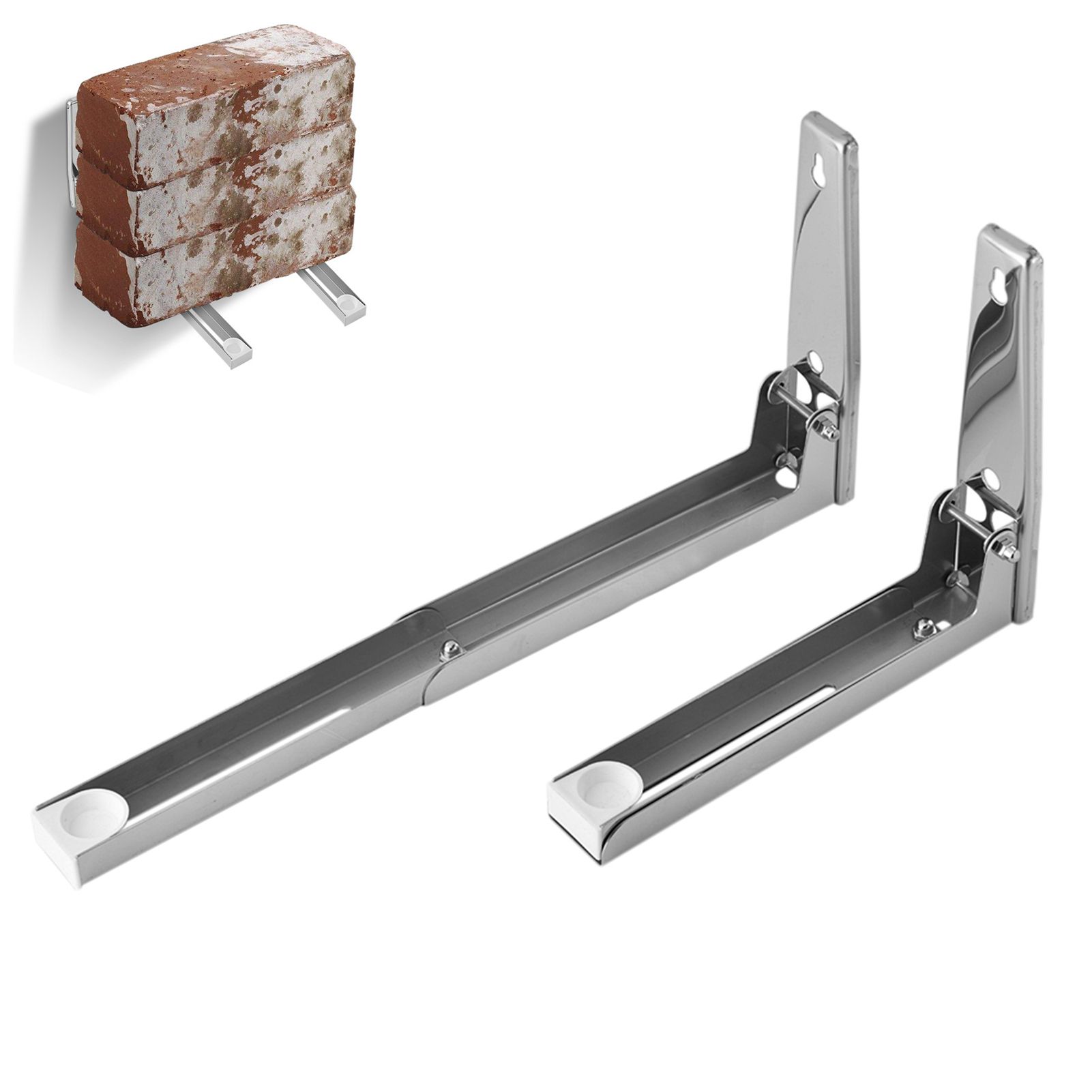 2x Kitchen Stainless Steel Microwave Oven Bracket Sturdy Foldable Stretch Wall view 12