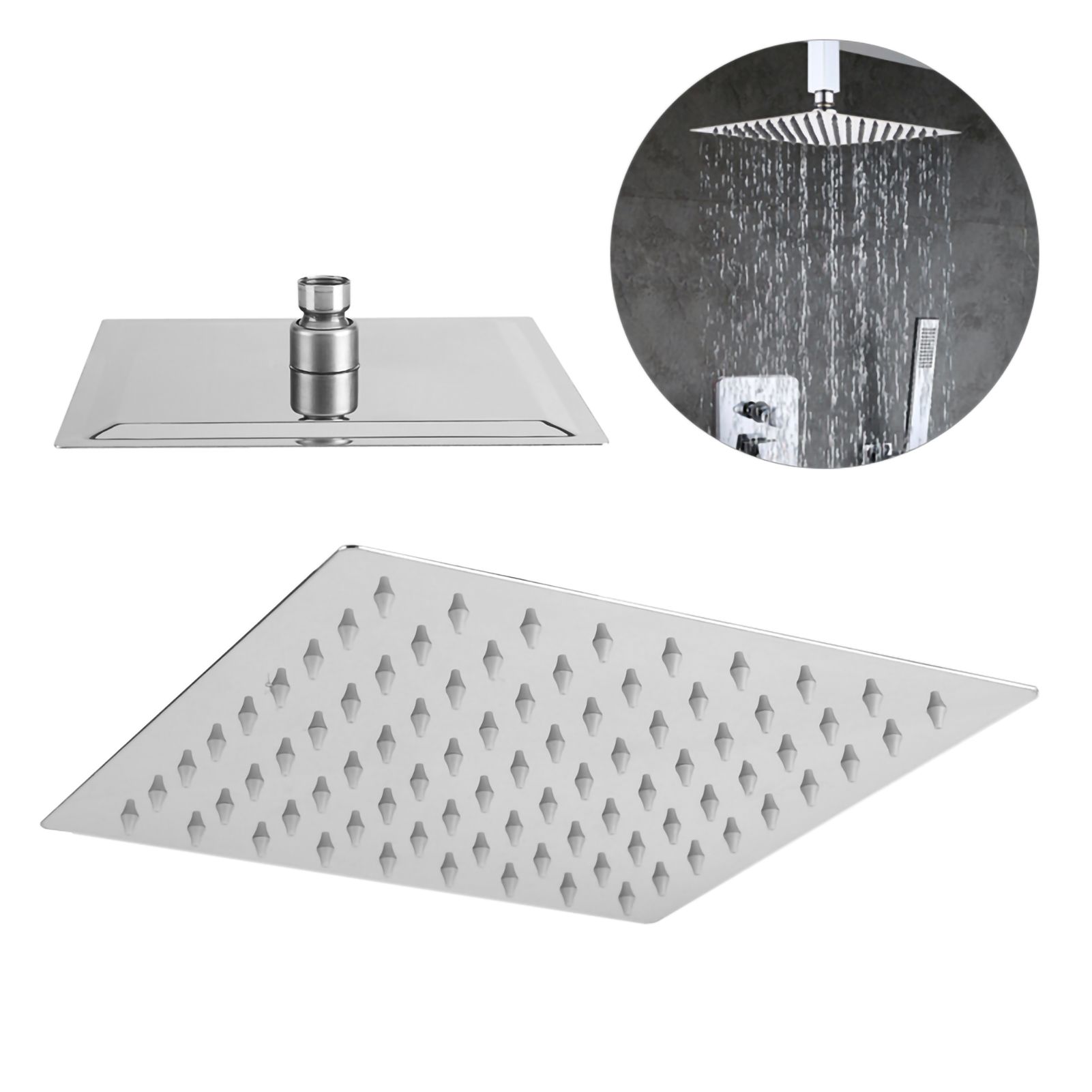 1Pc Modern Square Stainless Steel Rainfall Rain Shower Head Bathroom Top Sprayer view 13
