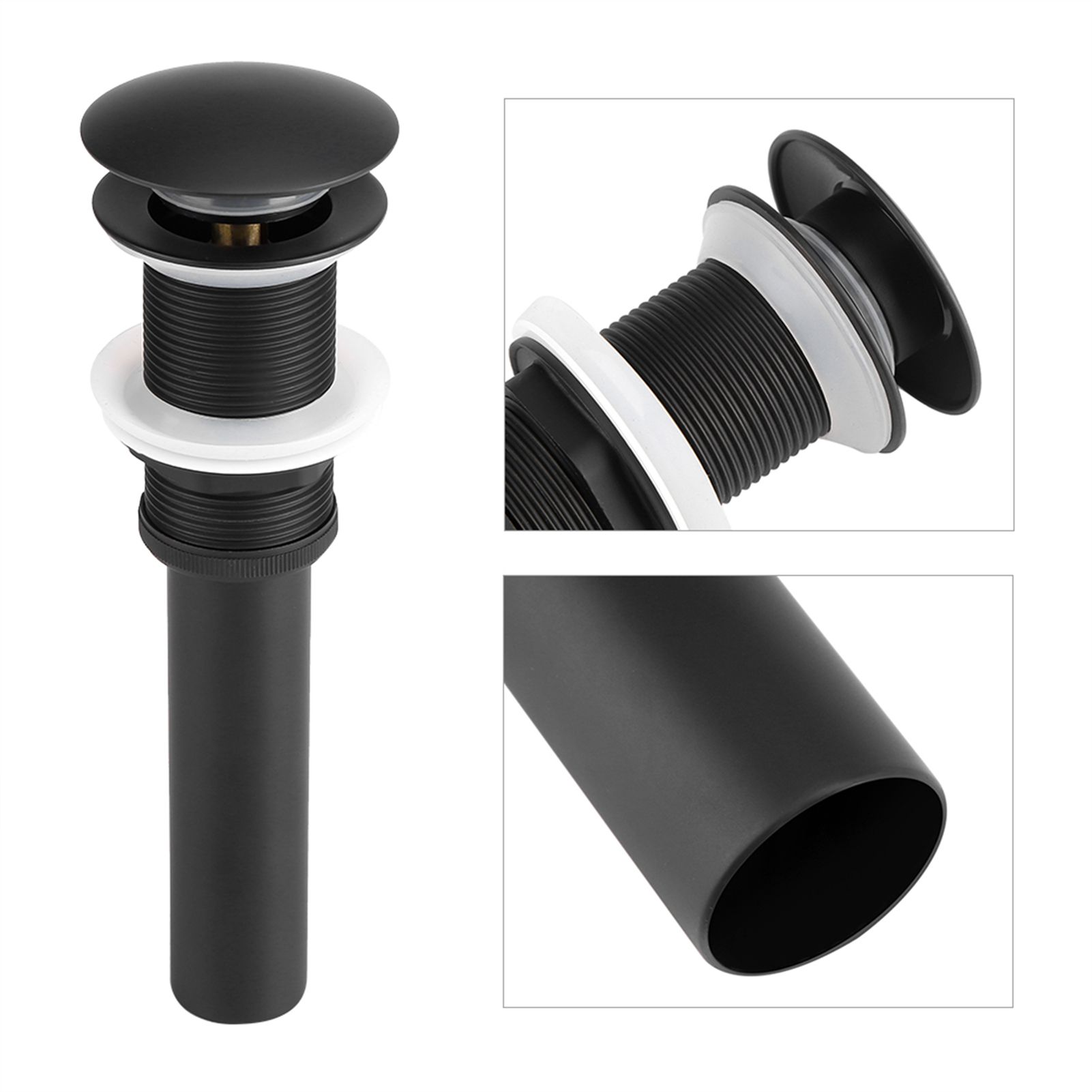 Kitchen Bathroom Basin Sink Solid Brass Popup Drain Stopper Black view 10