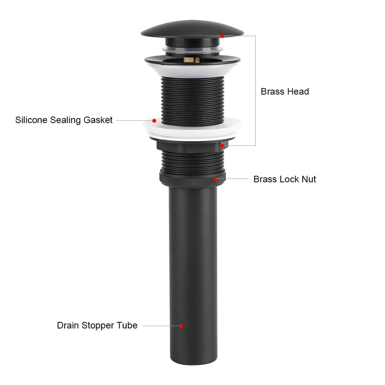 Kitchen Bathroom Basin Sink Solid Brass Popup Drain Stopper Black view 11