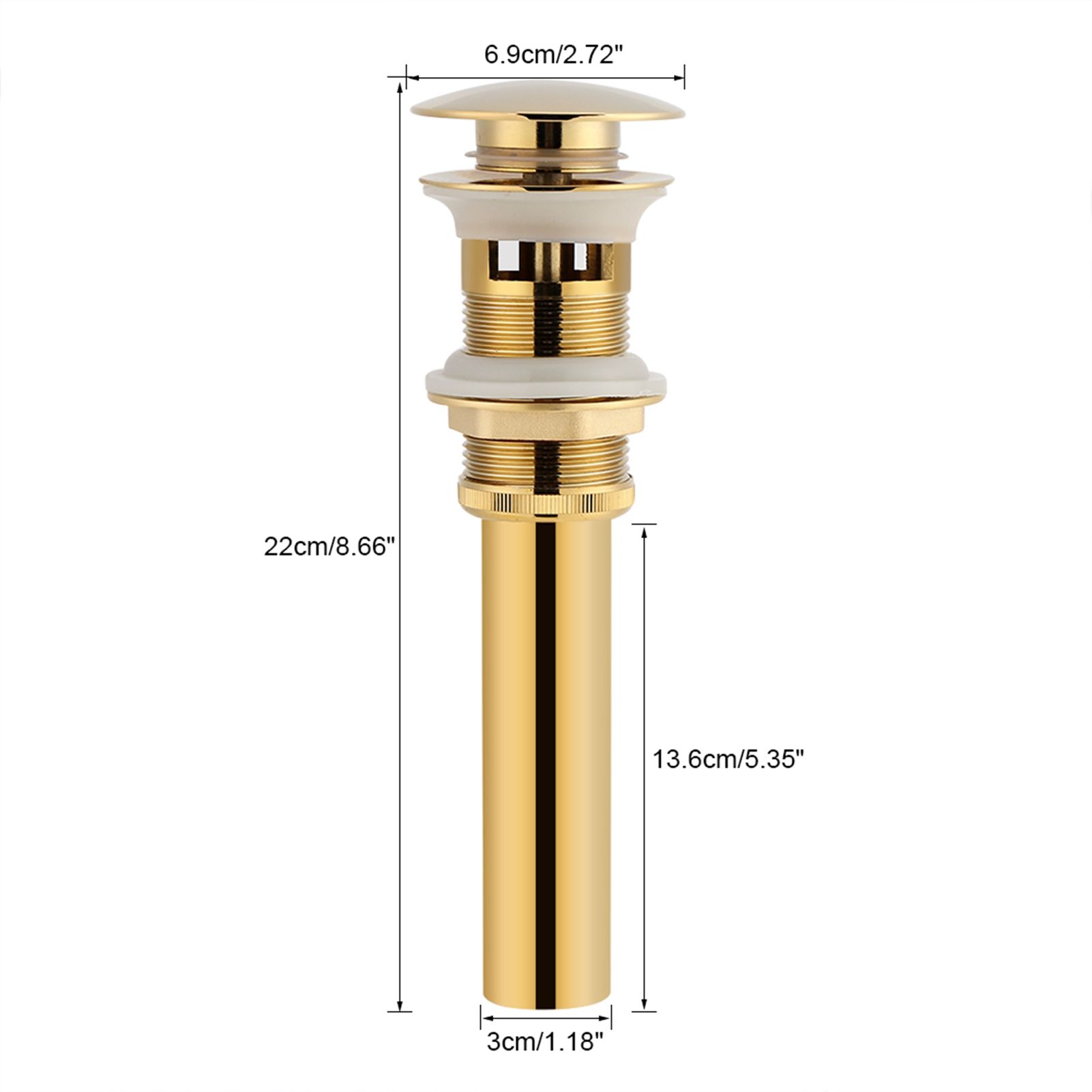 Kitchen Bathroom Basin Sink Solid Brass Pop Up Drain Stopper with Overflow view 15