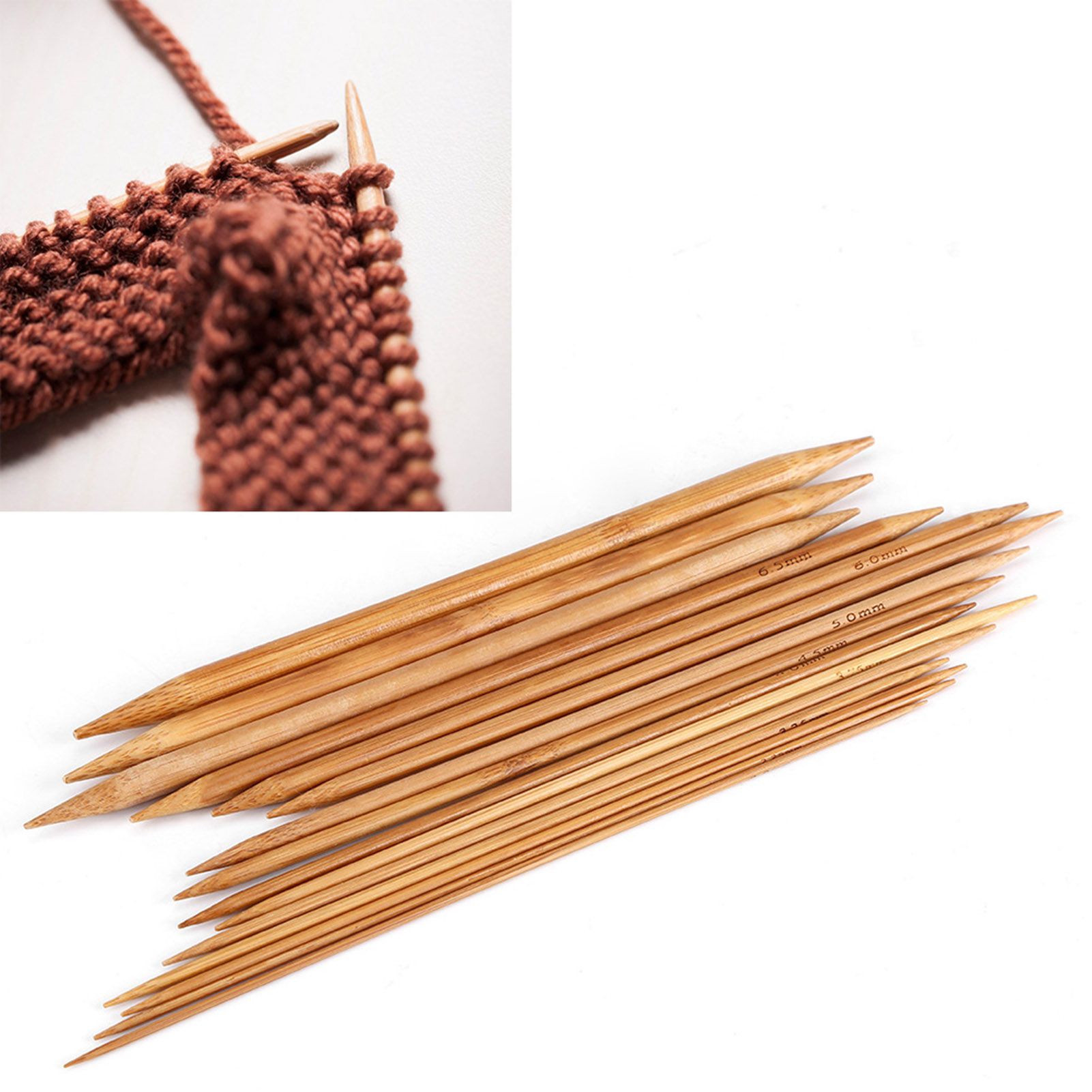 Bamboo Knitting Needles Smooth Double Pointed Set 15 Sizes from 2mm to 10mm view 12