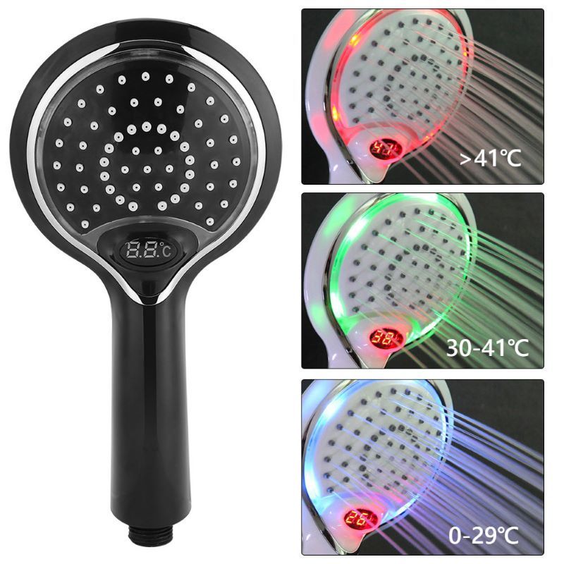 3 Color LED Handheld Bathroom Digital Temperature Display Shower Spray Head view 9