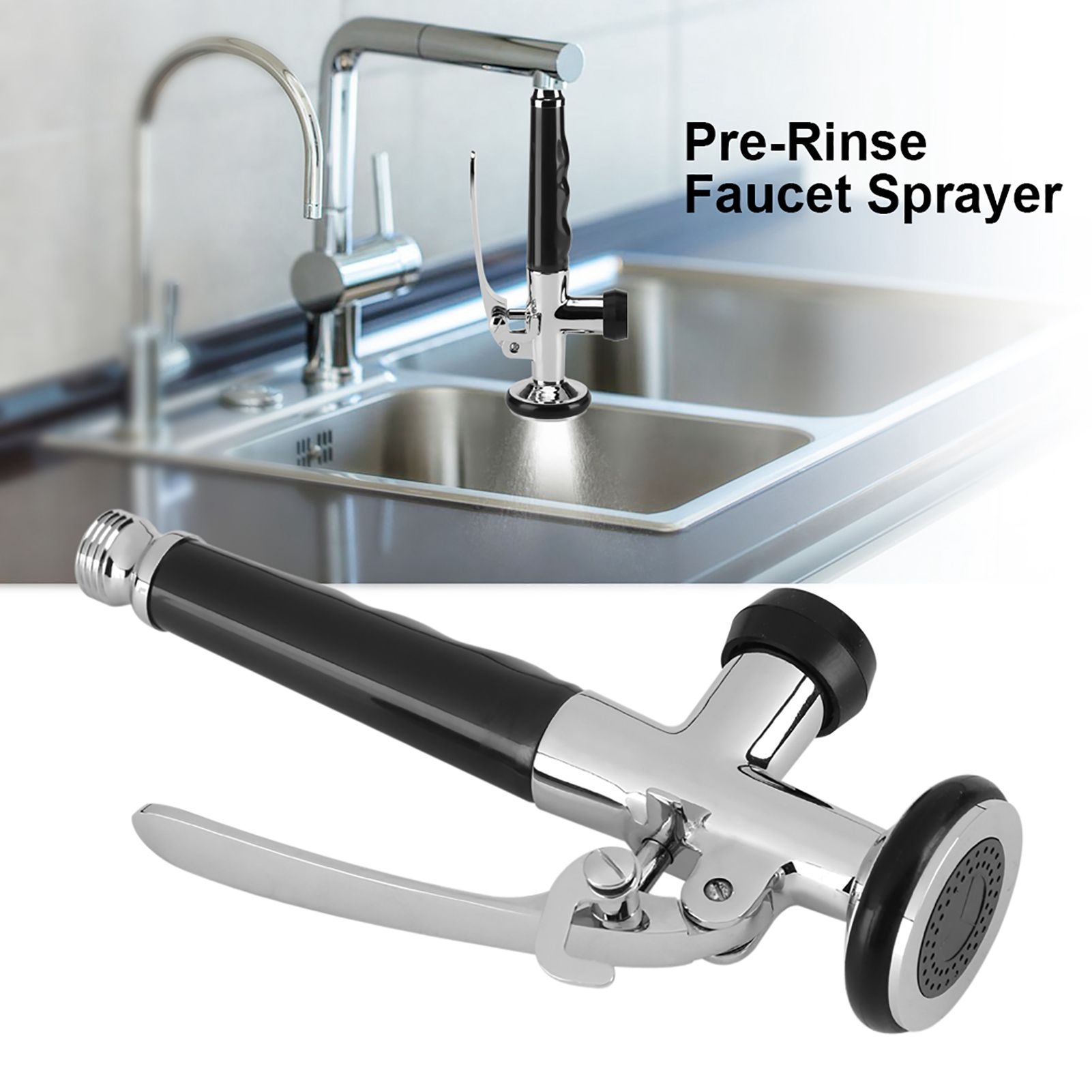 Pull Down Faucet Swivel Sink Tap Pre Rinse Spout Spray Head Kitchen view 11