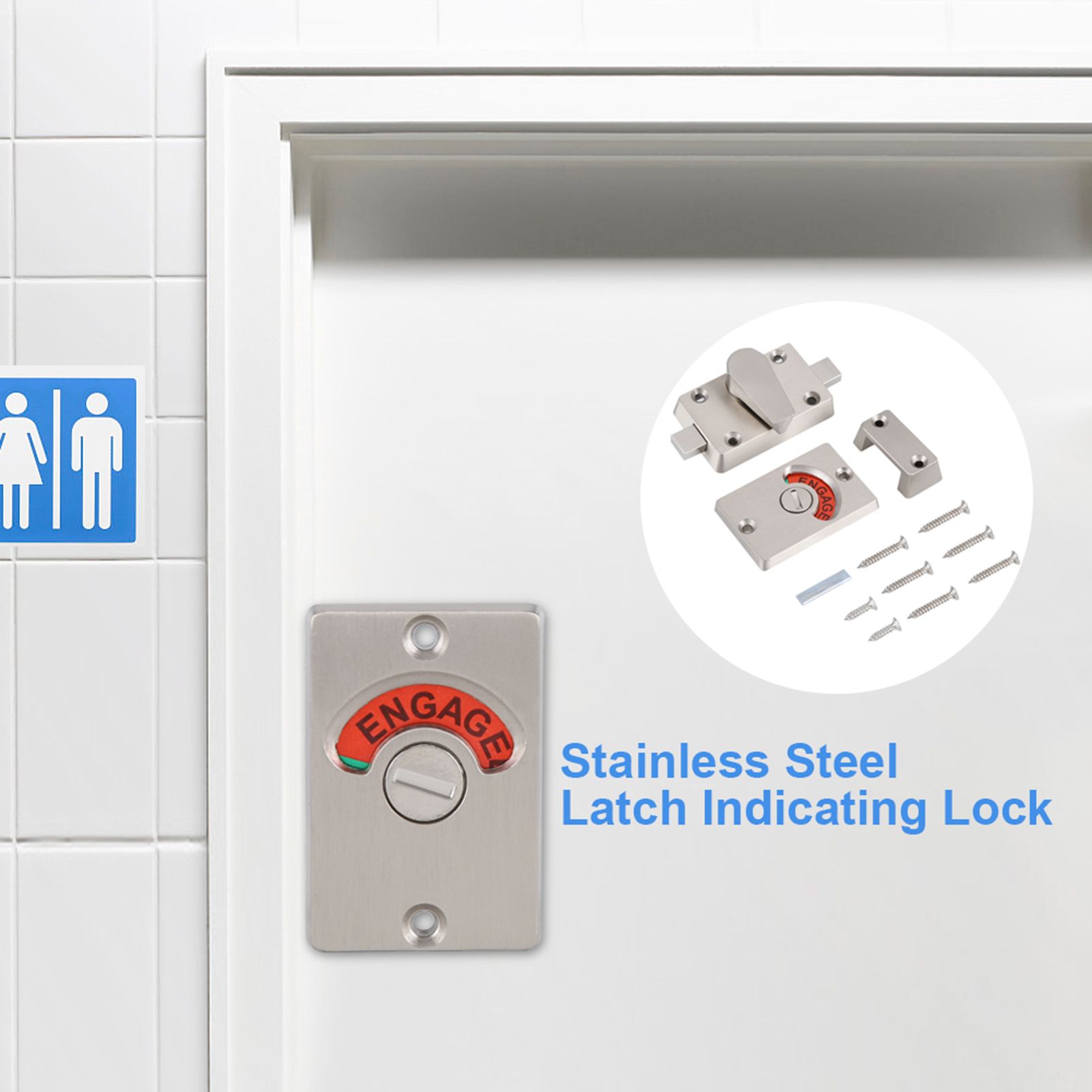 Indicator Privacy Bolt Door Lock Vacant Engaged Screws Bathroom Toilet view 10
