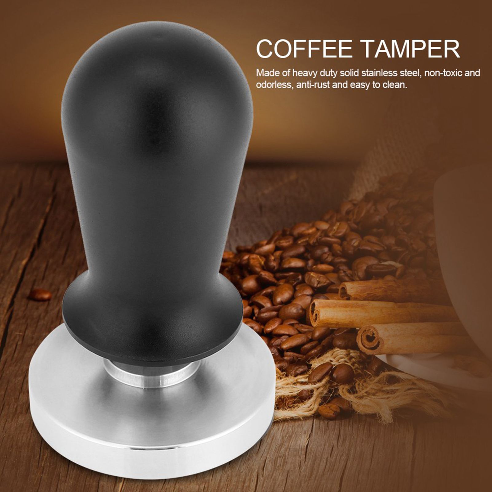 58mm/51mm Stainless Steel Coffee Tamper Flat Base Espresso Beans Press Tool 58mm view 8