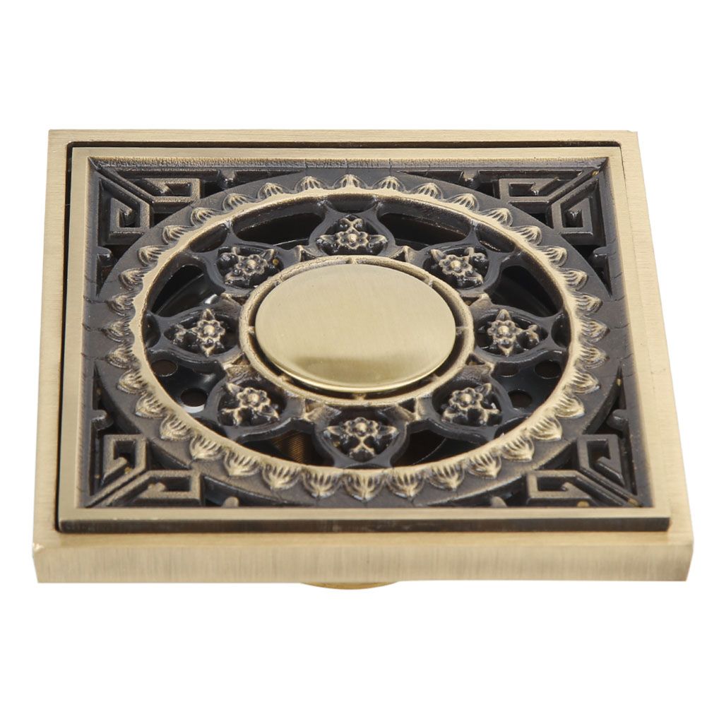 10 x 10 cm Solid Brass Gold Shower Drain Floor Drain Waste Drainer Bathroom view 3
