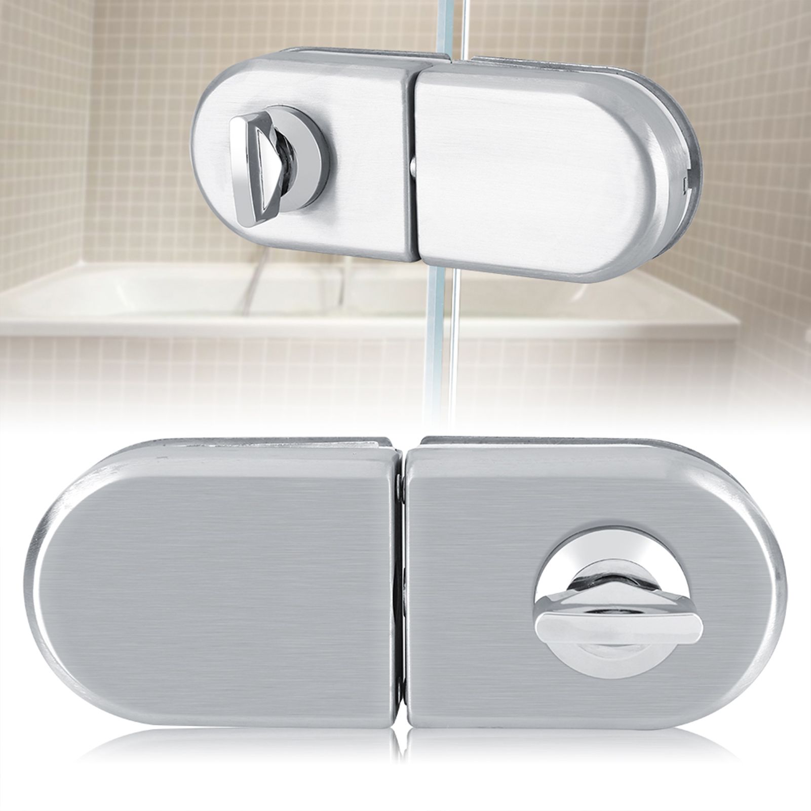 Stainless Steel 10~12mm Glass Door Lock Rotary Knob Open/Close Home Hotel view 12