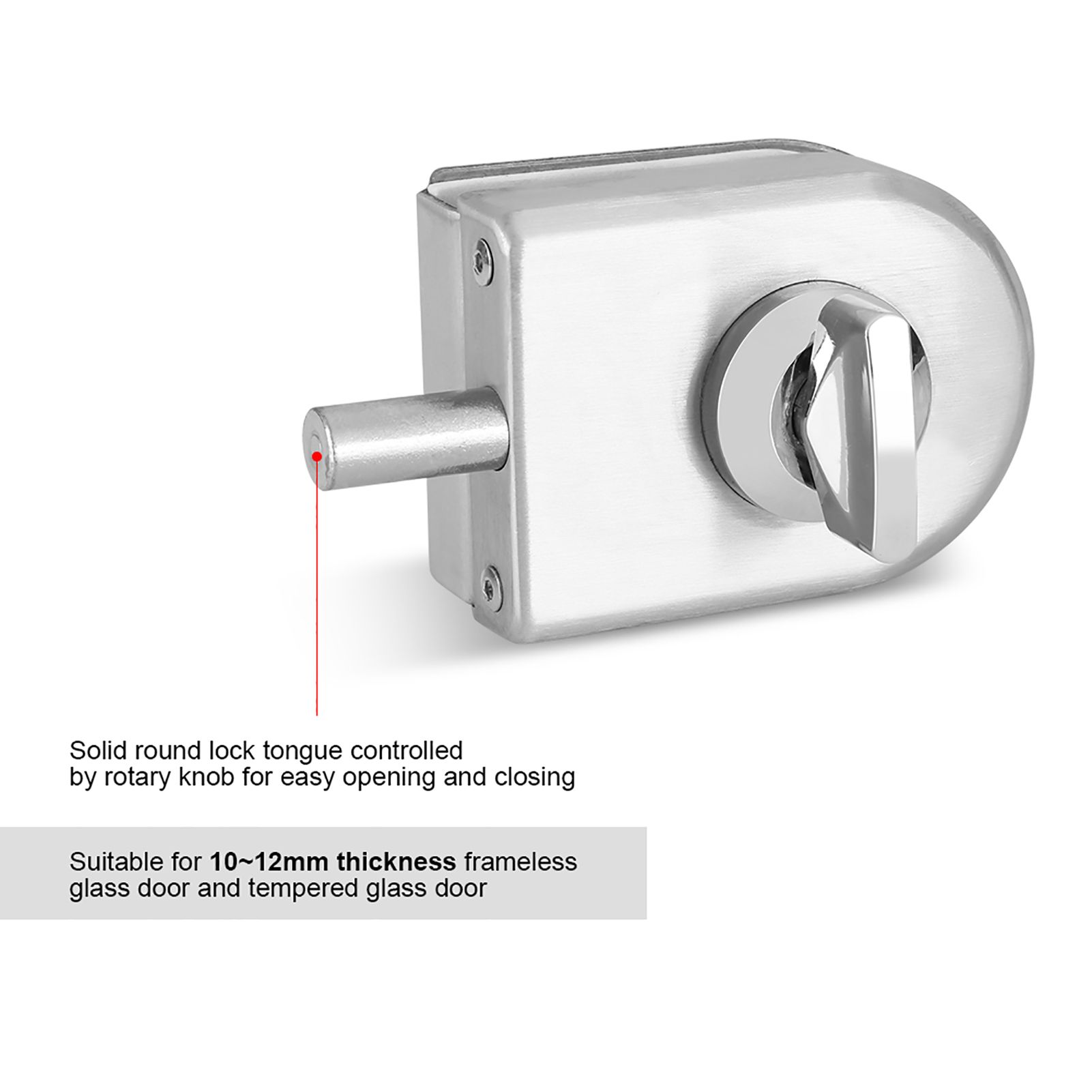 10~12mm Stainless Steel Glass Door Lock Latch Rotary Knob Open/Close Home view 11