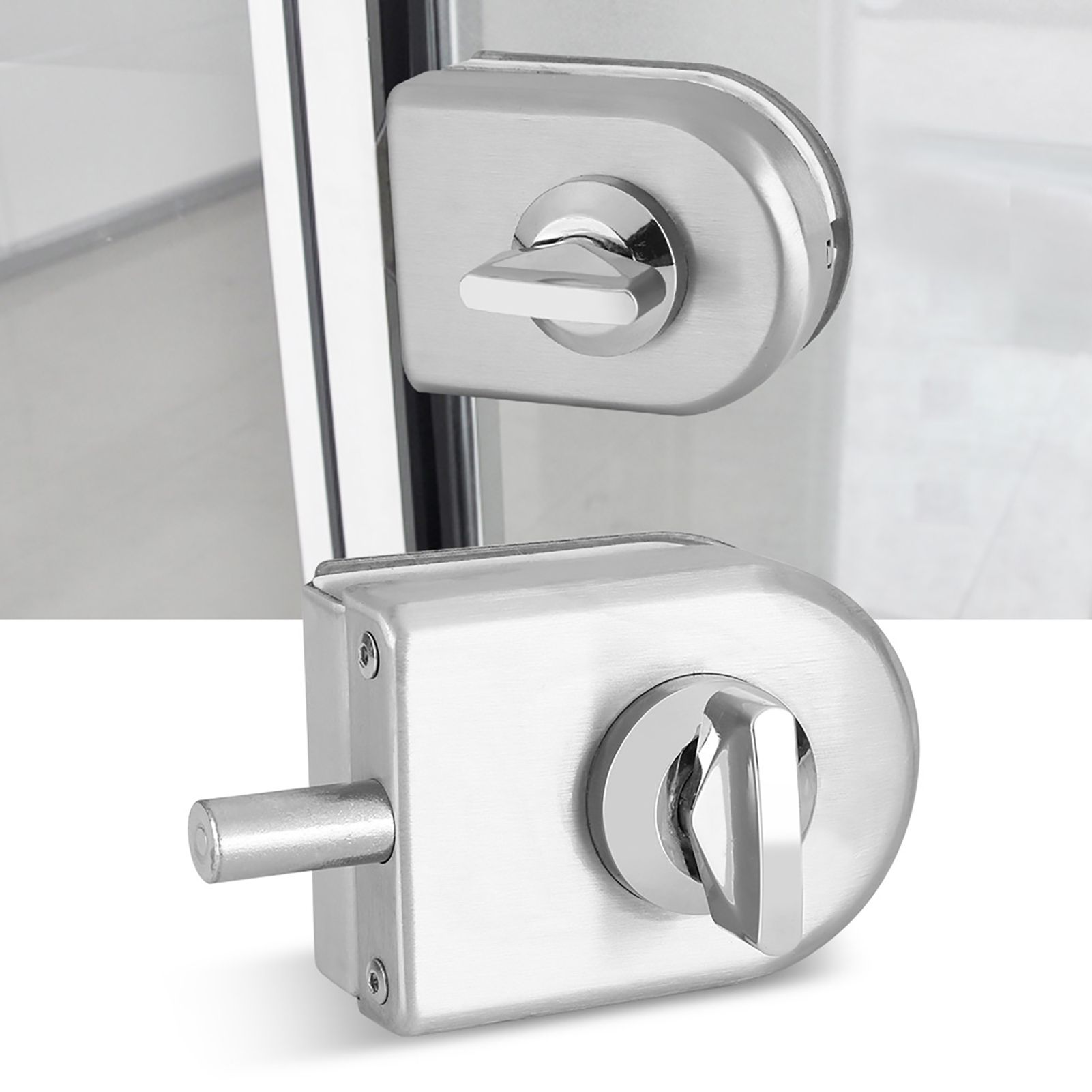 10~12mm Stainless Steel Glass Door Lock Latch Rotary Knob Open/Close Home view 12