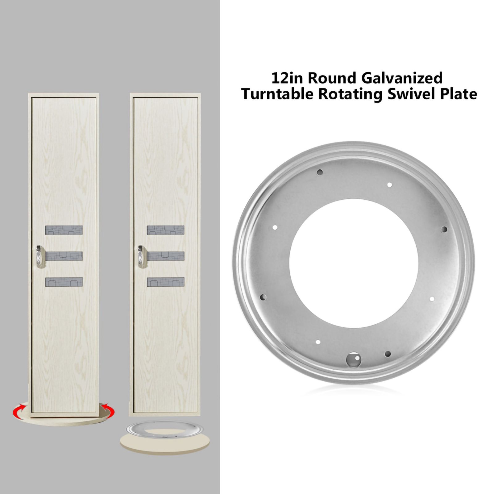 12inch Round Shape Galvanized Turntable Rotating Swivel Plate Kitchen Display view 7