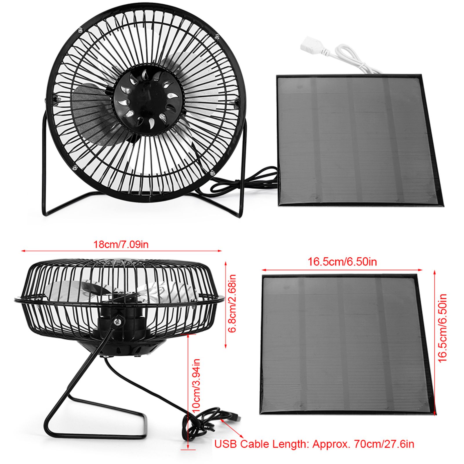USB Solar Panel Powered Mini Portable Fan for Cooling Ventilation Home view 7