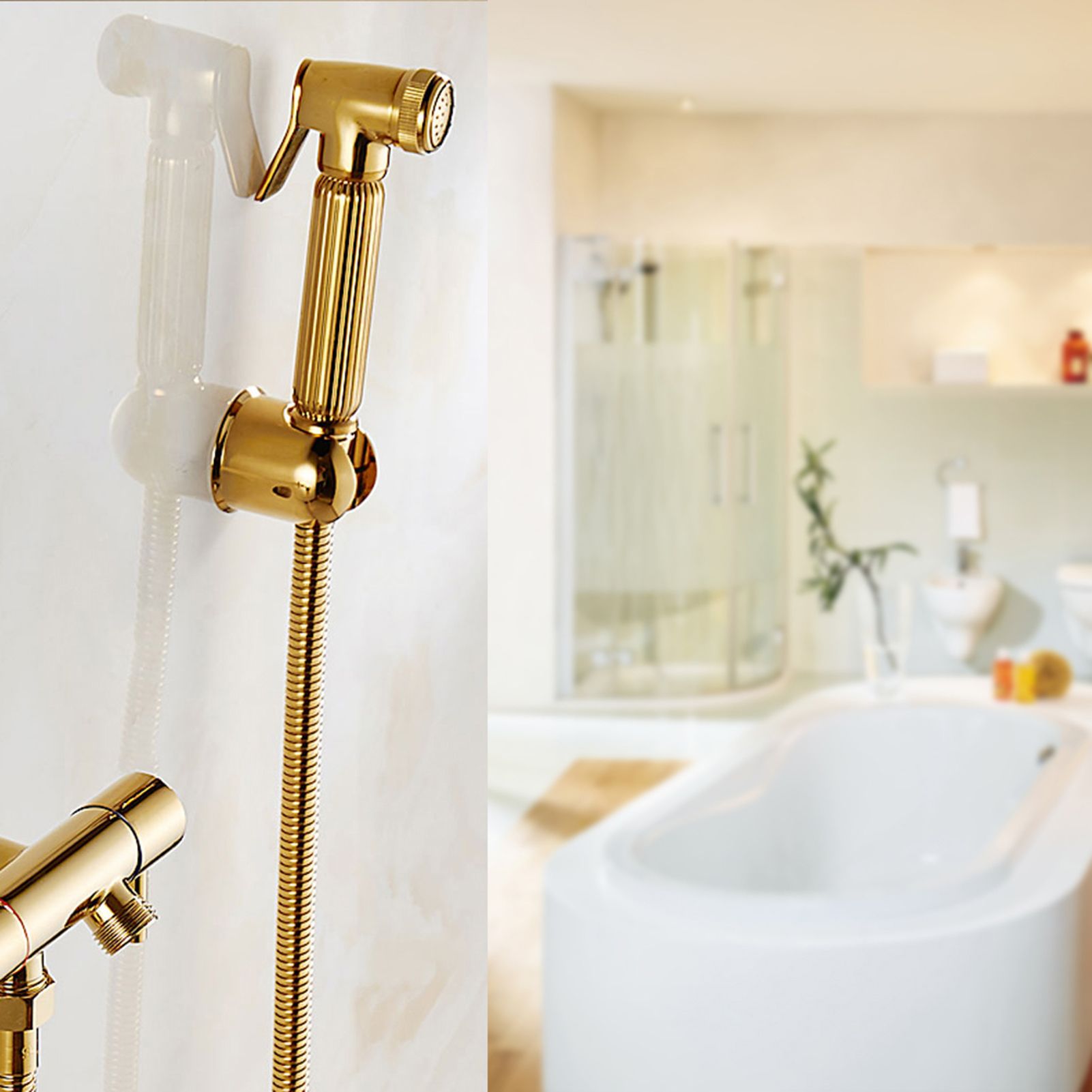 Solid Brass Wall Mount Shower Toilet Bathroom Handheld Bidet Diaper Spray view 3