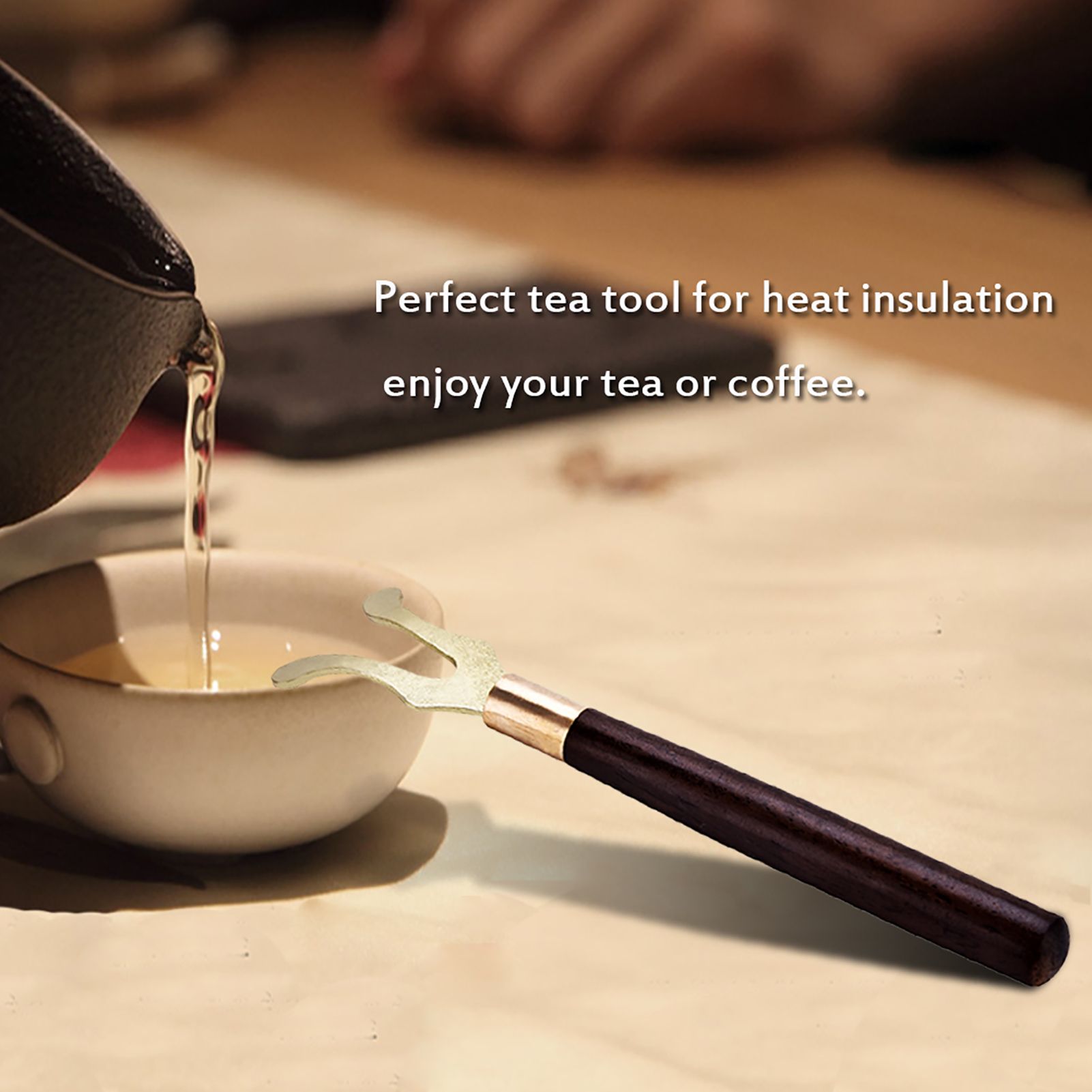Tea Pot Heat Insulation Tea Clip Fork with Wooden Handle Cast Iron Head Coffee view 5