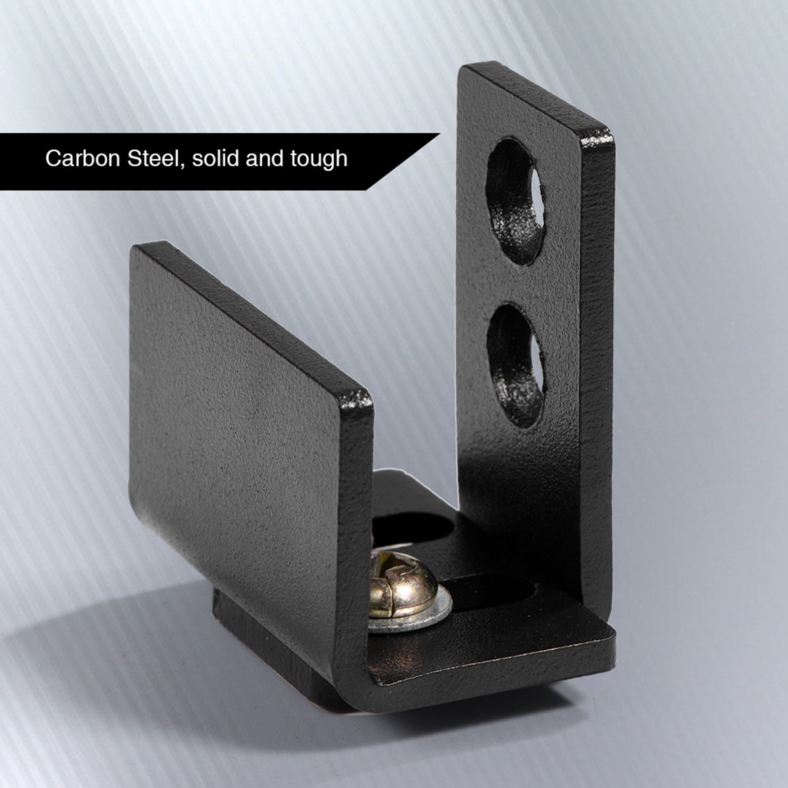 1pc Black Steel Hardware Sliding Barn Door Bottom Wall Mount Floor Guide with view 4