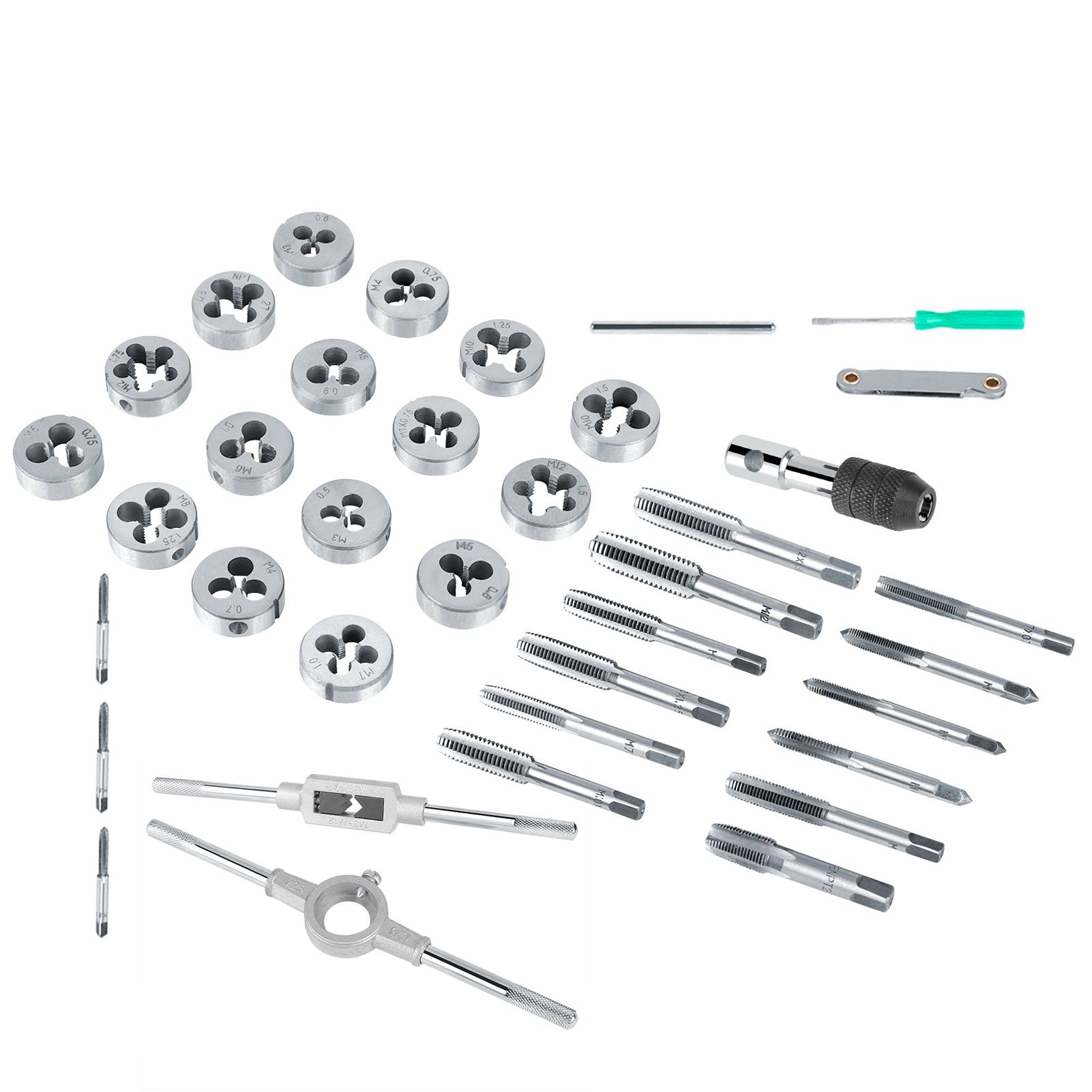 40Pcs M3-M12 Screw Nut Tap and Die Set with Wrenches and Thread Gauge Heavy view 7