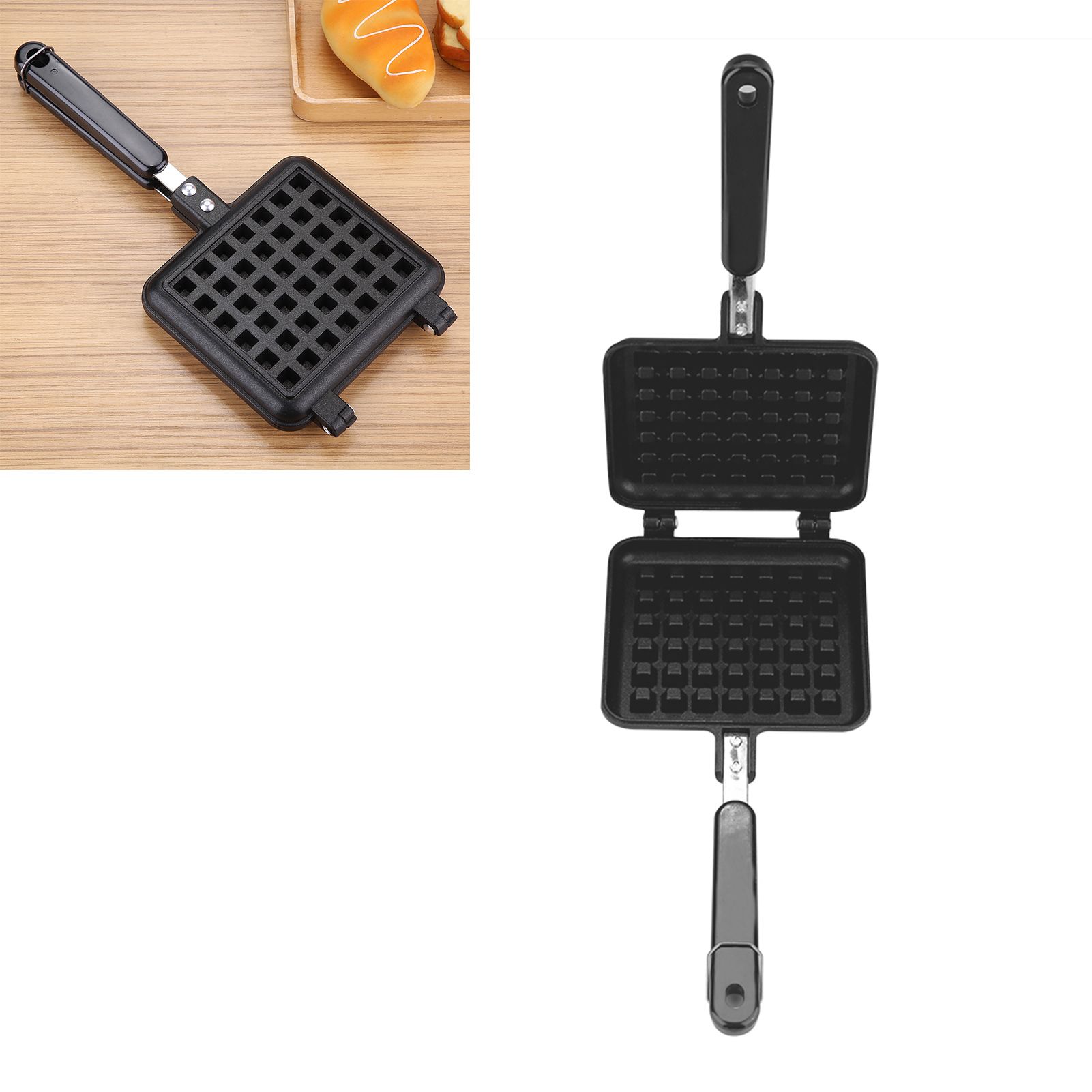 Household Kitchen Gas NOn Stick Waffle Maker Pan Mould Mold Press Plate view 11