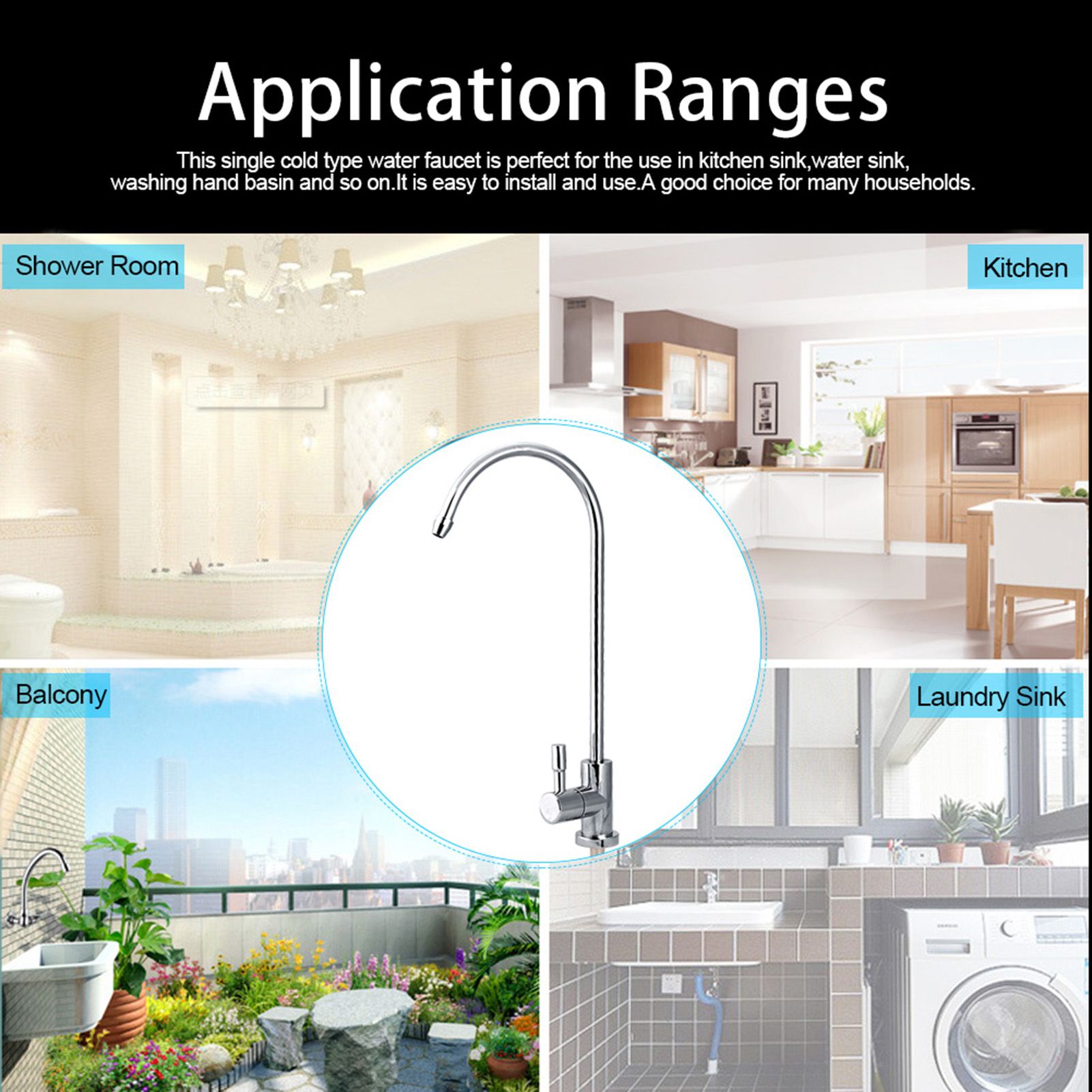 1/4'' zinc alloy Kitchen Sink Faucet Tap Chrome Reverse Osmosis RO Drinking view 3