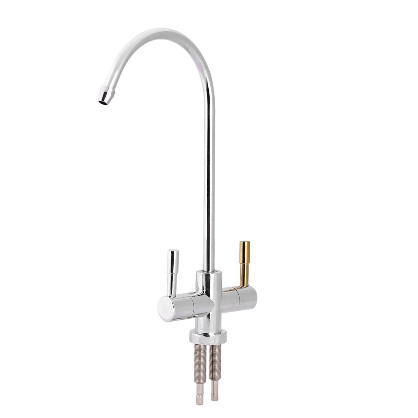 1/4'' Double Holes Sink Faucet Tap Chrome Reverse Osmosis RO Drinking Water Filter view 2