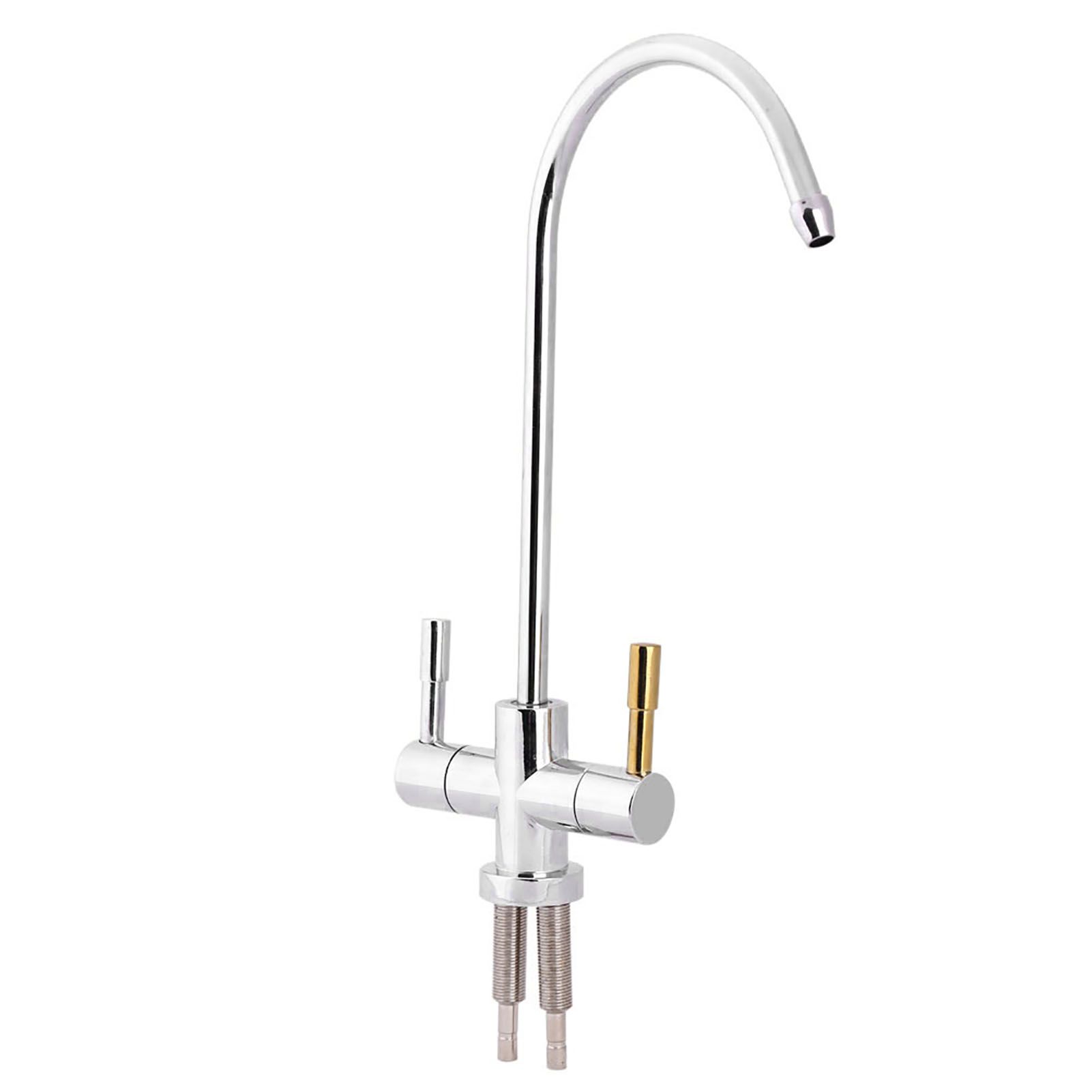 1/4'' Double Holes Sink Faucet Tap Chrome Reverse Osmosis RO Drinking Water Filter view 3