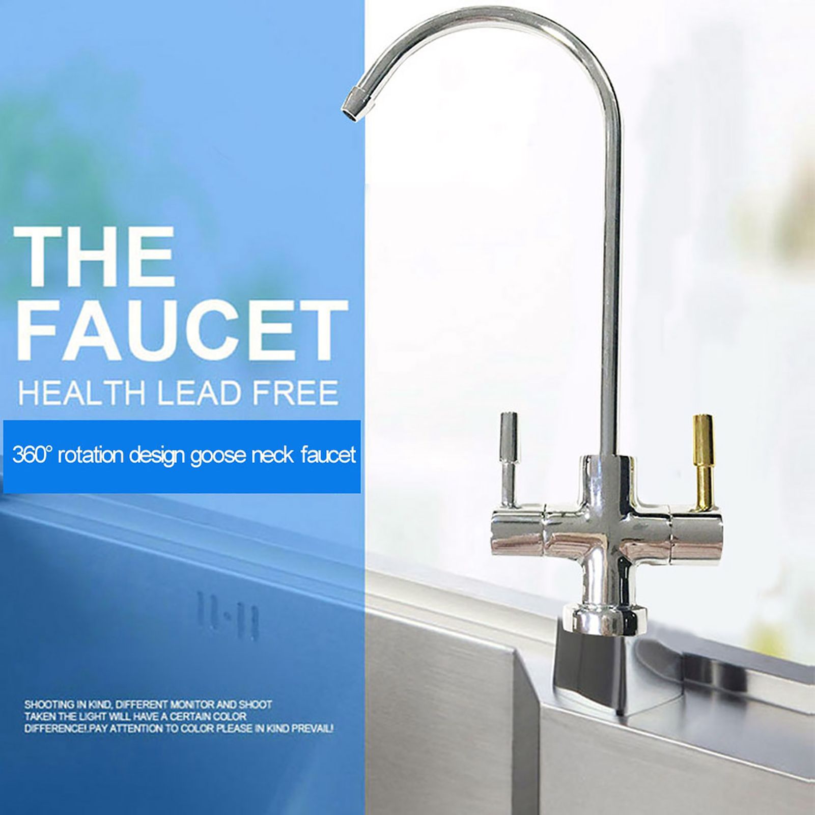 1/4'' Double Holes Sink Faucet Tap Chrome Reverse Osmosis RO Drinking Water Filter view 7