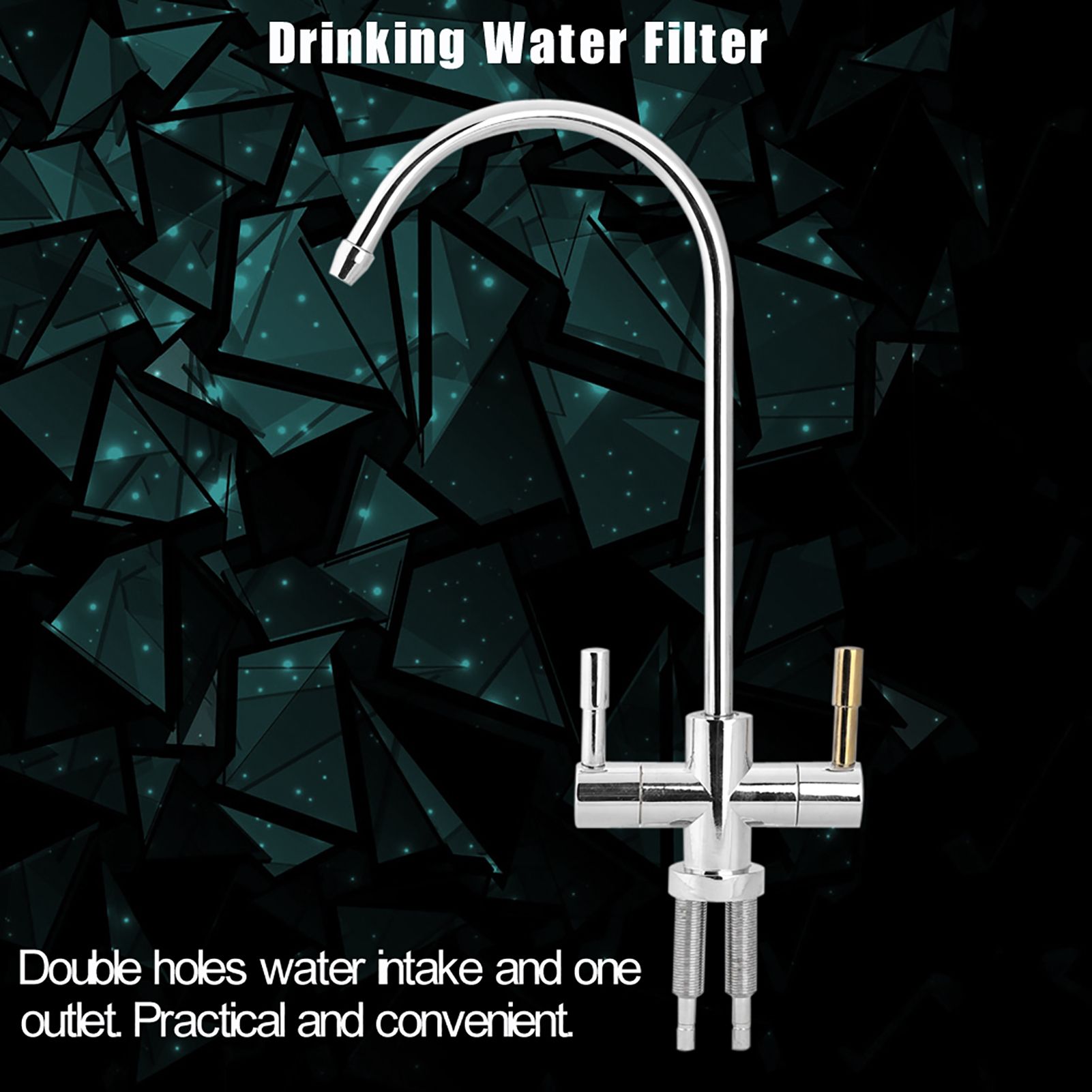 1/4'' Double Holes Sink Faucet Tap Chrome Reverse Osmosis RO Drinking Water Filter view 8
