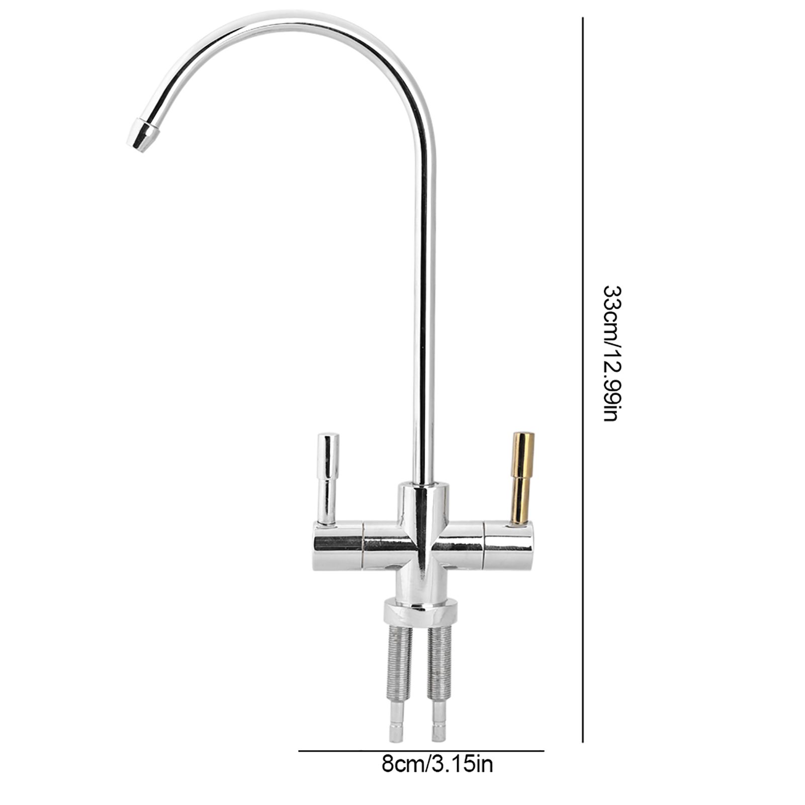 1/4'' Double Holes Sink Faucet Tap Chrome Reverse Osmosis RO Drinking Water Filter view 9