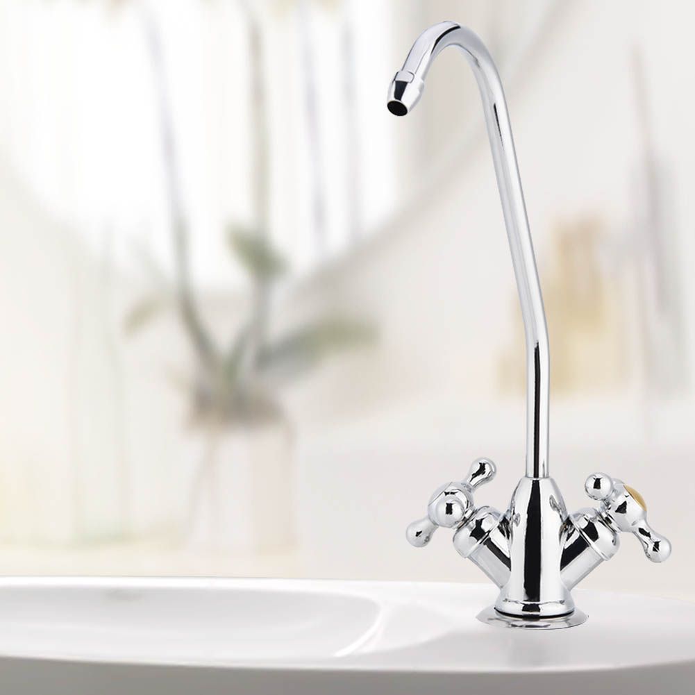 1/4'' Zinc Alloy Kitchen Double Head Faucet Tap Chrome Reverse Osmosis RO view 2