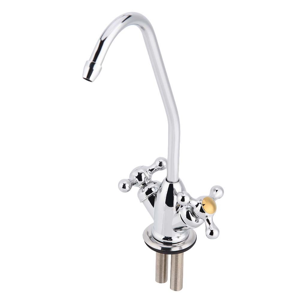1/4'' Zinc Alloy Kitchen Double Head Faucet Tap Chrome Reverse Osmosis RO view 5