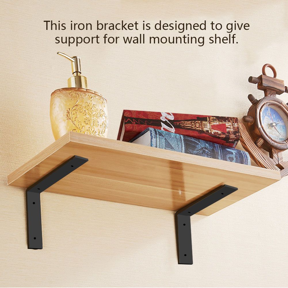 1 Pair Iron Heavy Duty Shelf Wall Brackets for Wooden Storage Organizer view 2